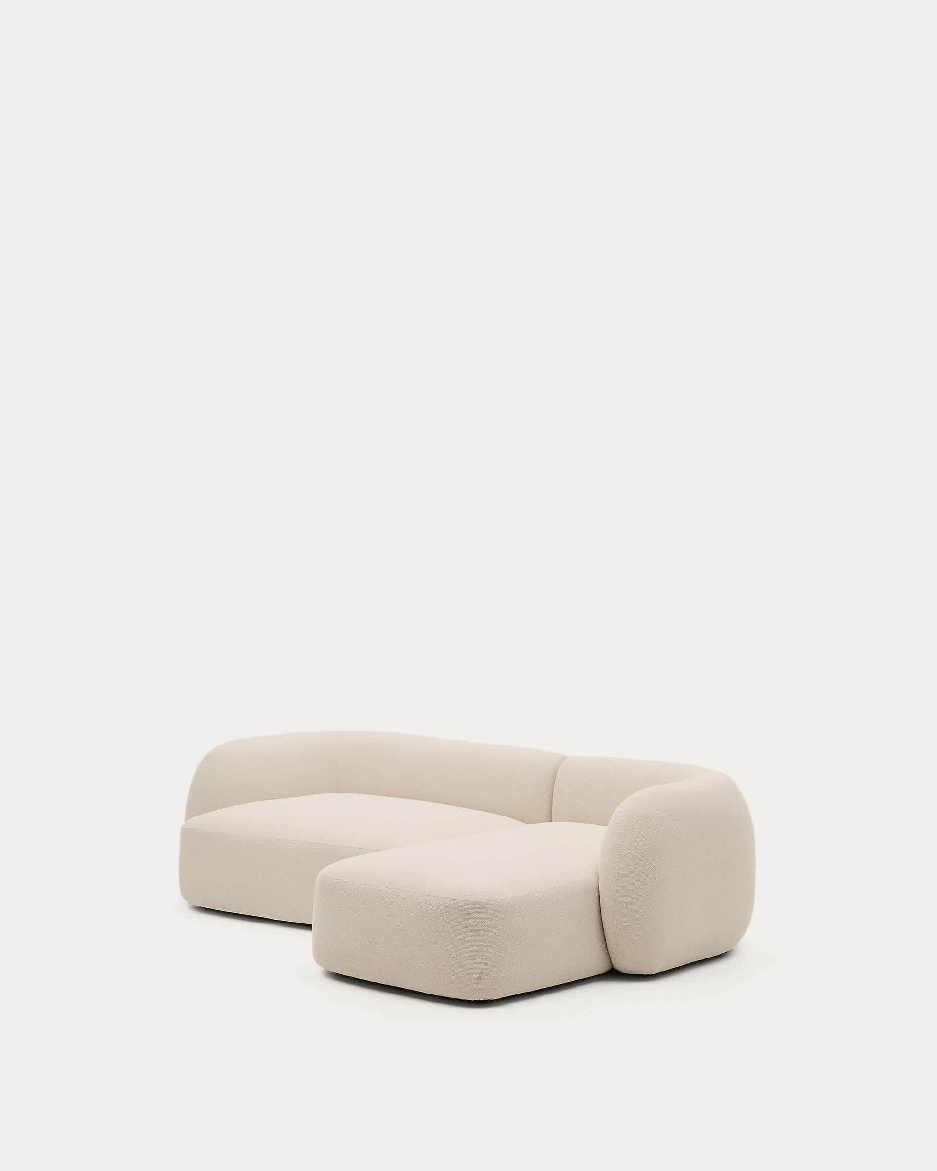 Martina ecru chenille 3-seater modular sofa with right chaise longue 287cm