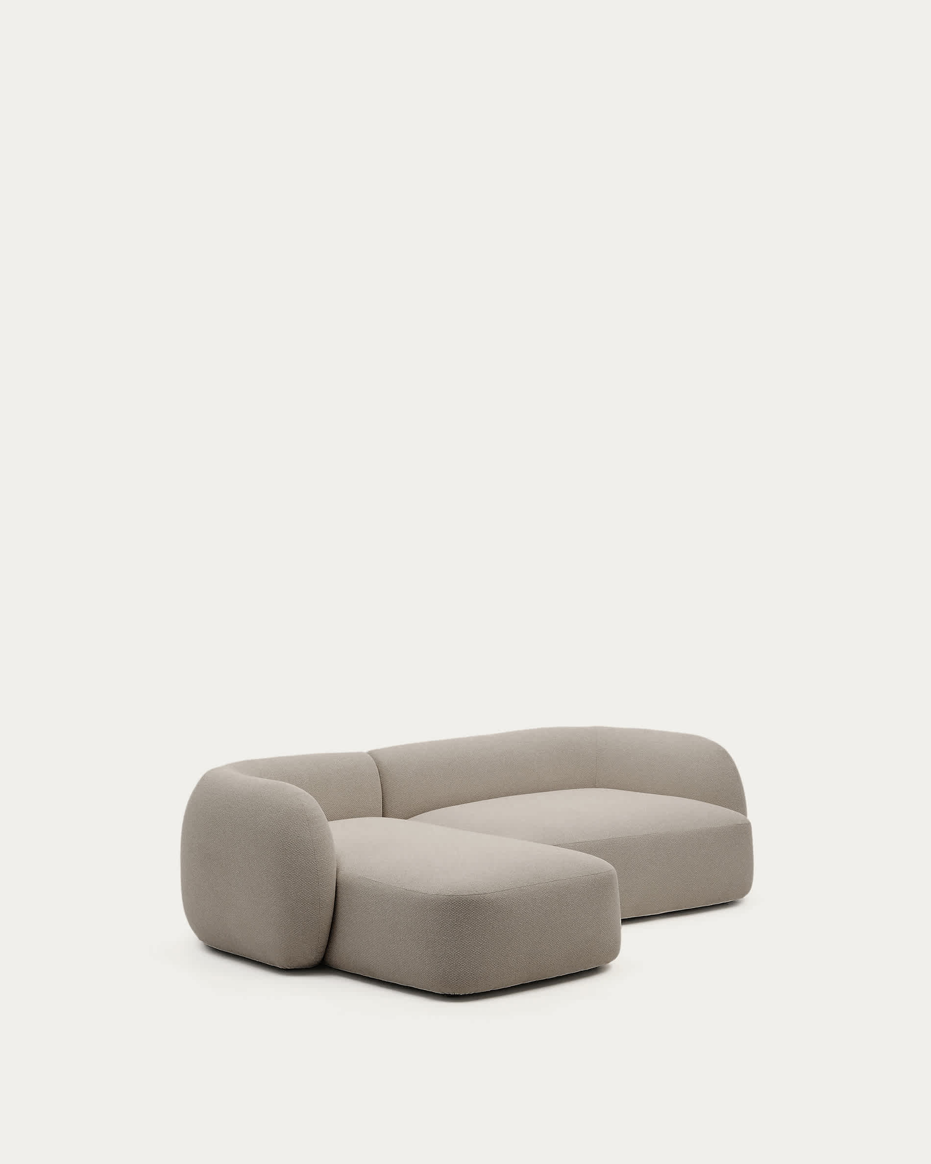 Martina stone-coloured chenille 3-seater modular sofa with left chaise longue 287cm