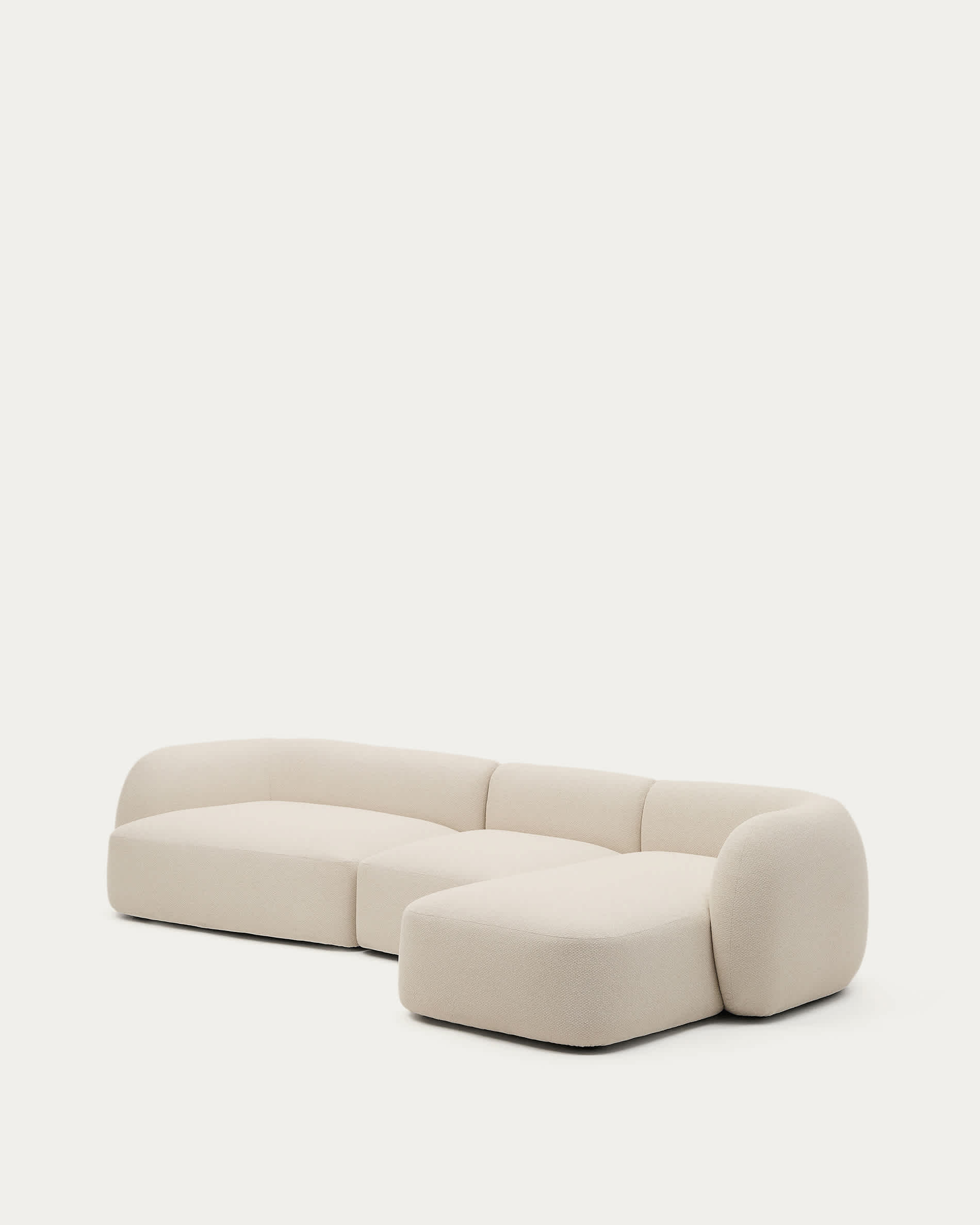 Martina ecru chenille 4-seater modular sofa with right chaise longue 377cm