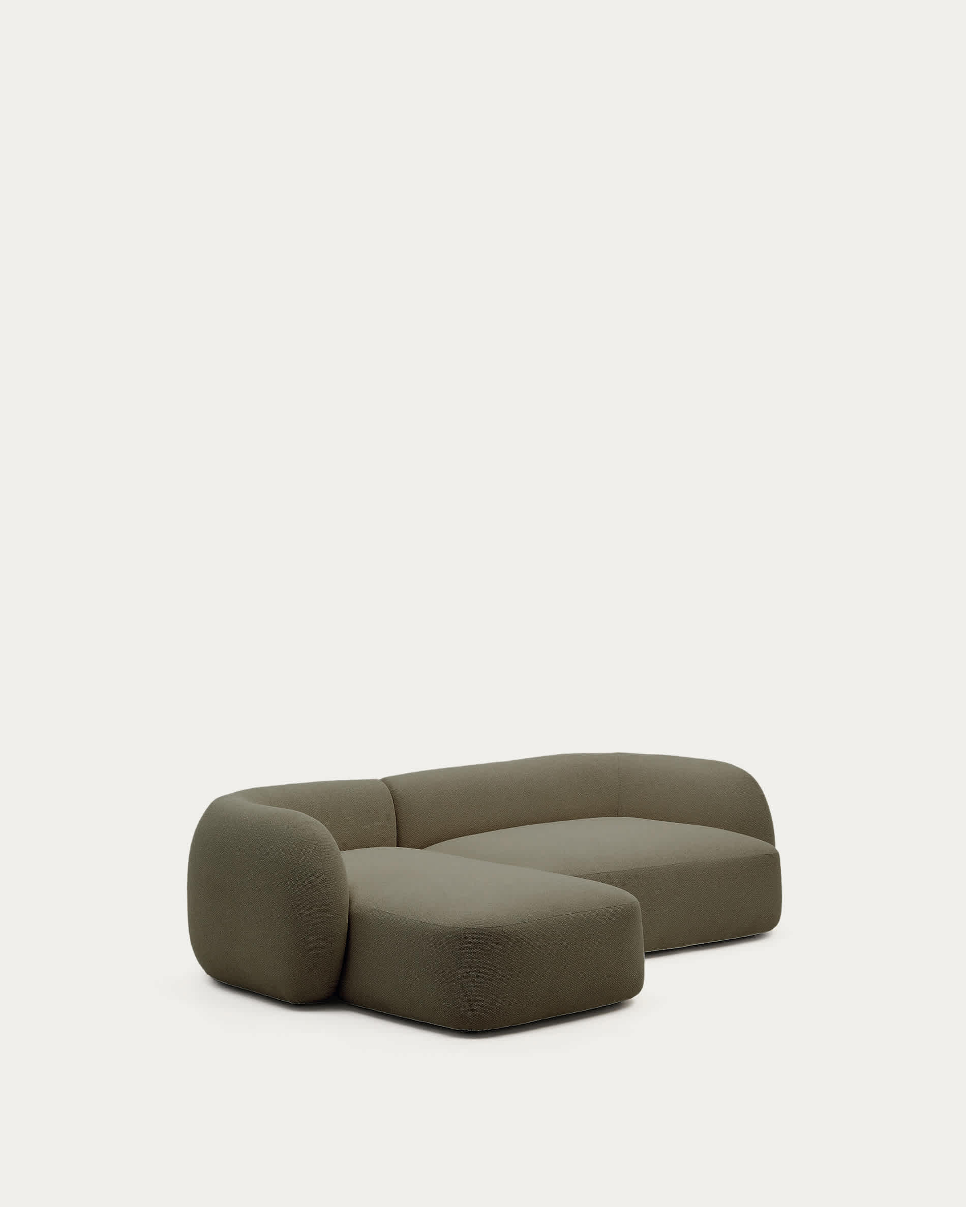 Martina green chenille 3-seater modular sofa with left chaise longue 287cm