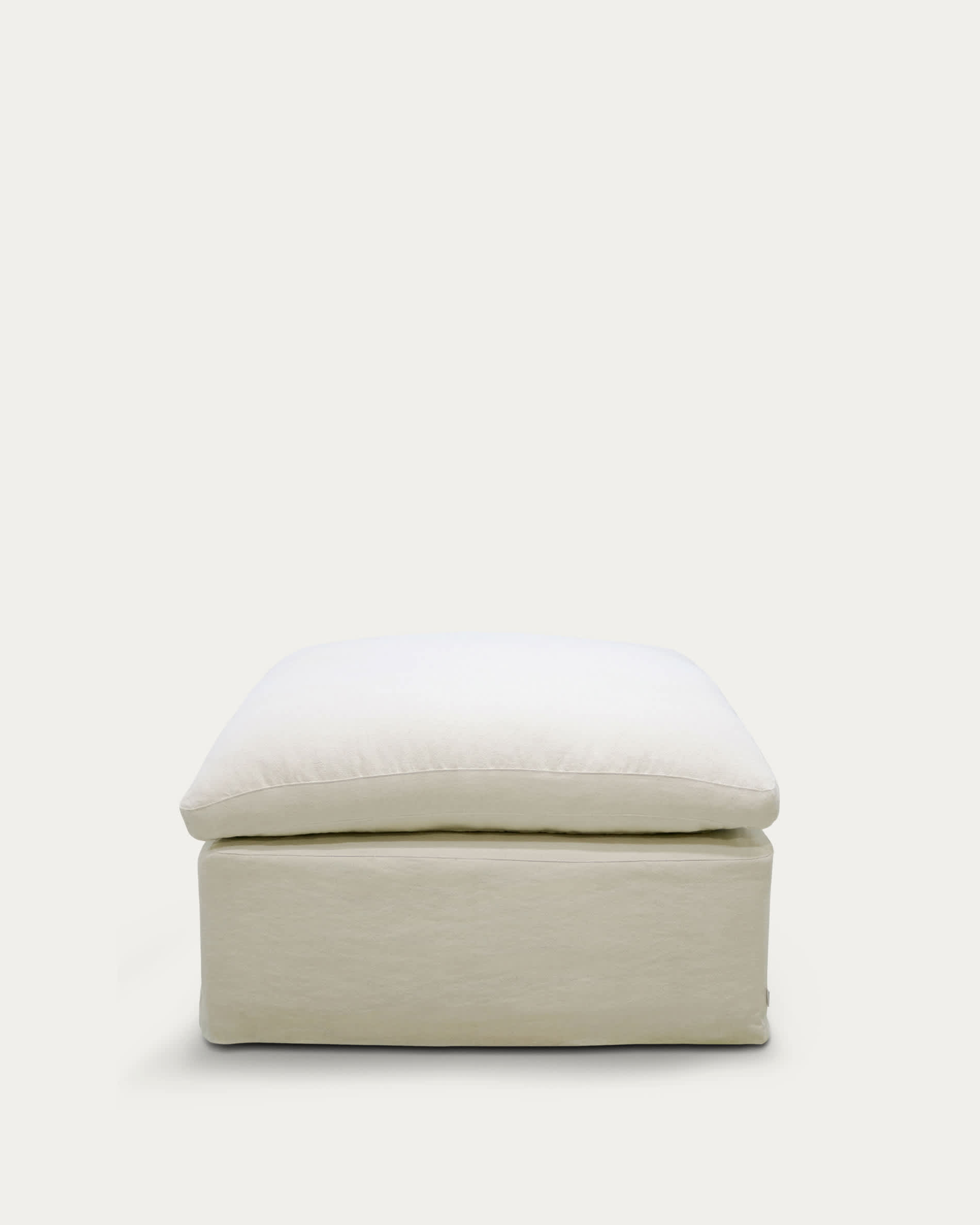 Zenira beige cotton and linen footrest cover 90 x 90cm