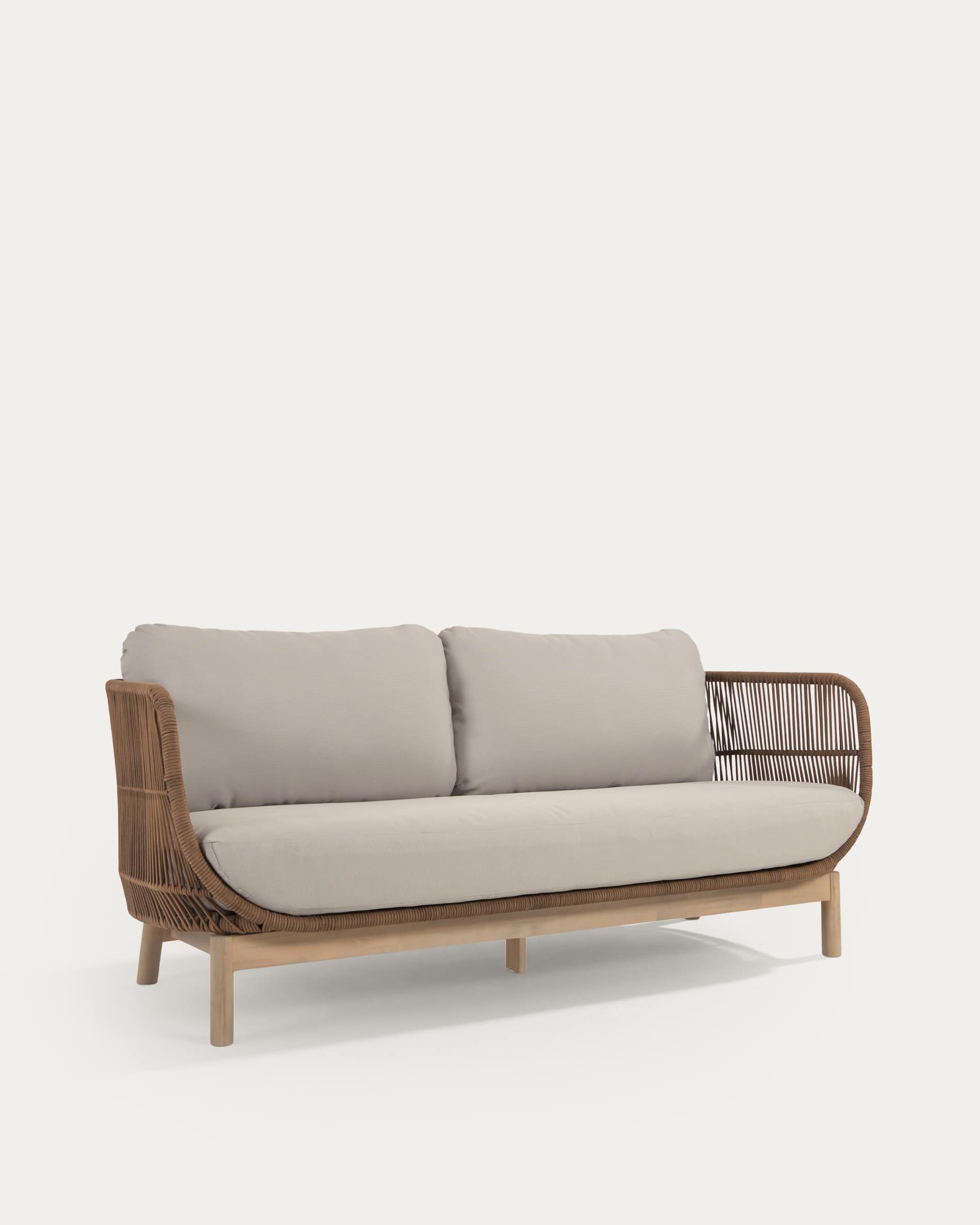 Catalina 3 seater sofa made with beige cord and solid acacia wood, 170 cm FSC 100%