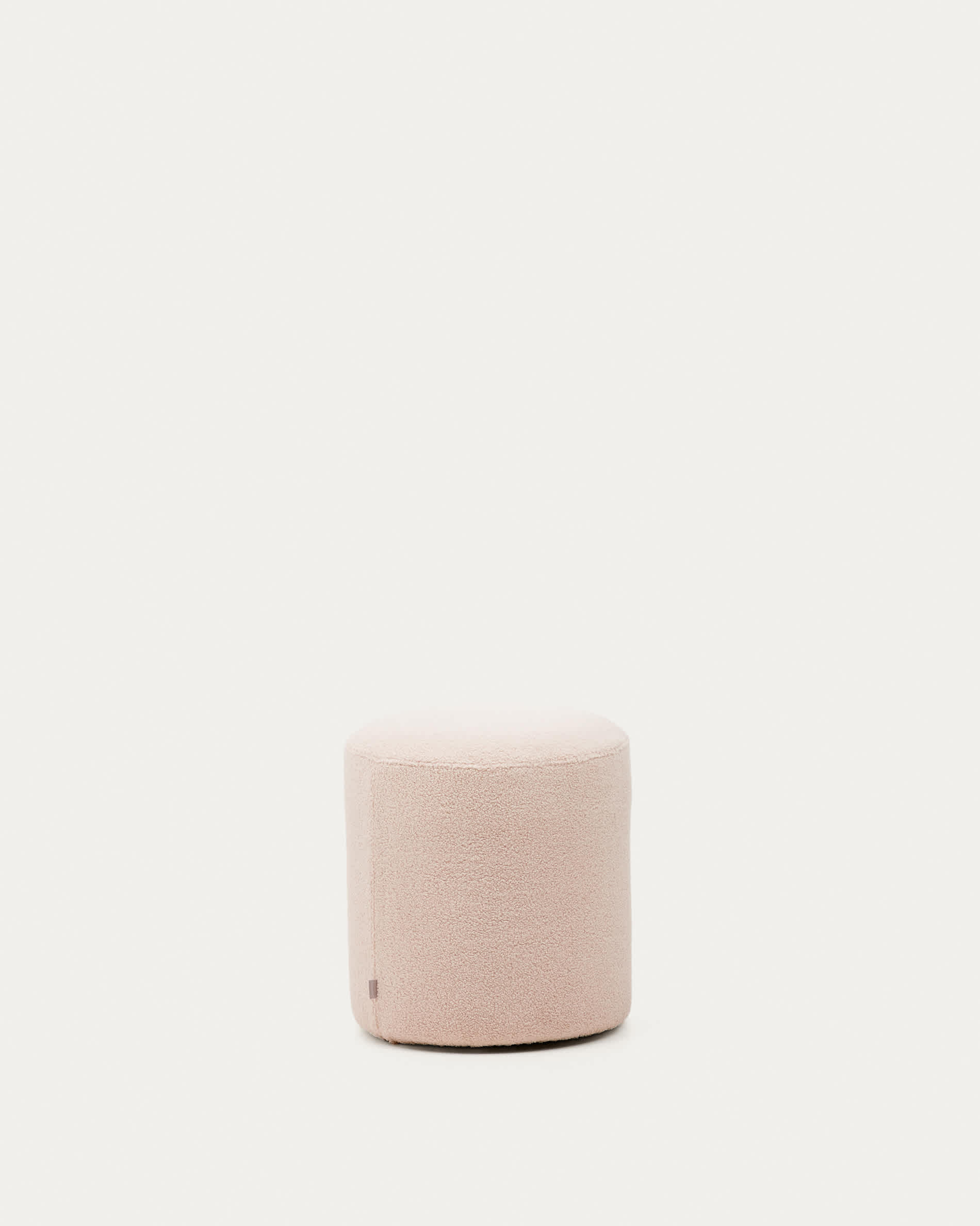 Kaeli footrest with removable cover in pink bouclé Ø 43 cm