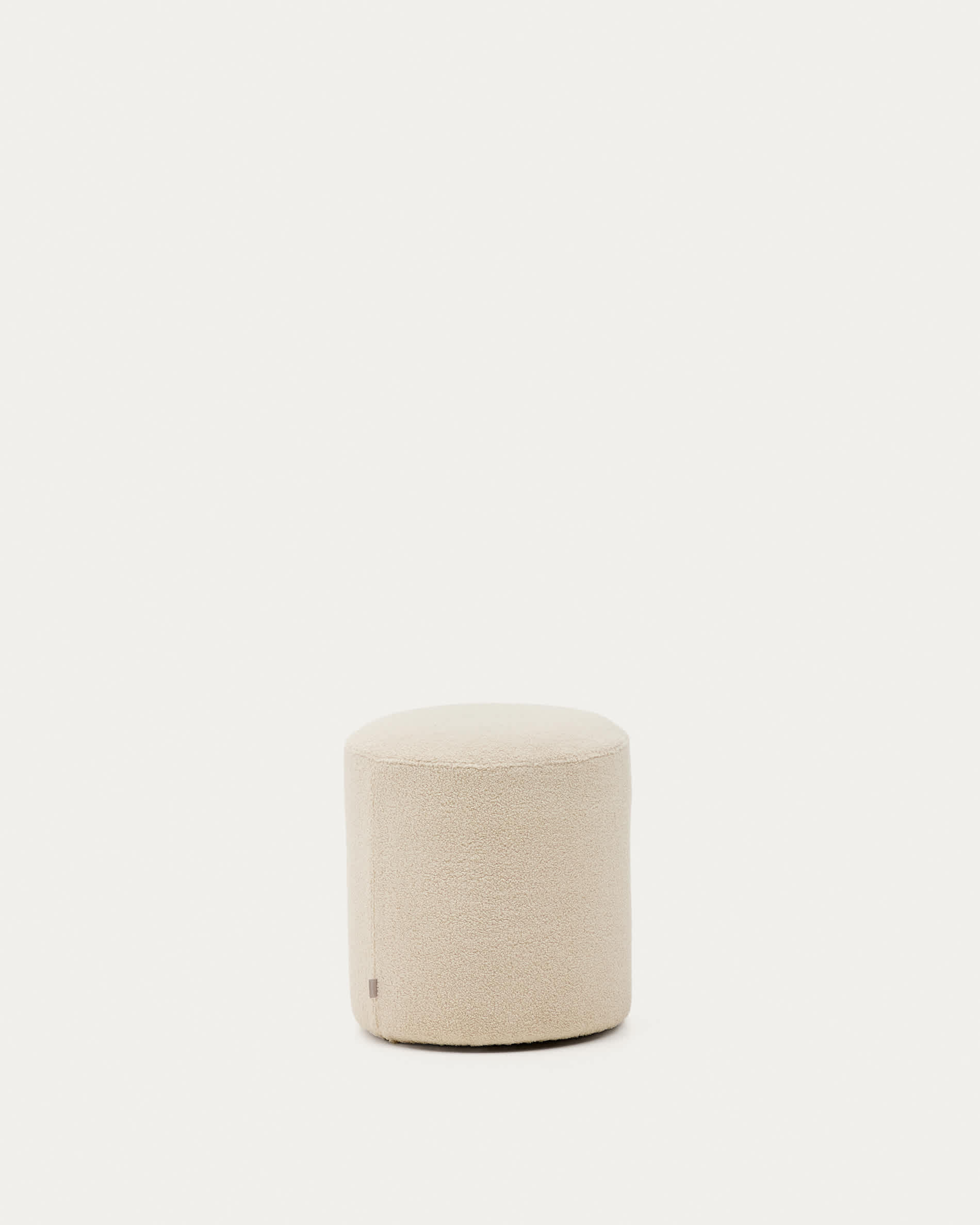 Kaeli footrest with removable cover in ecru bouclé Ø 43 cm