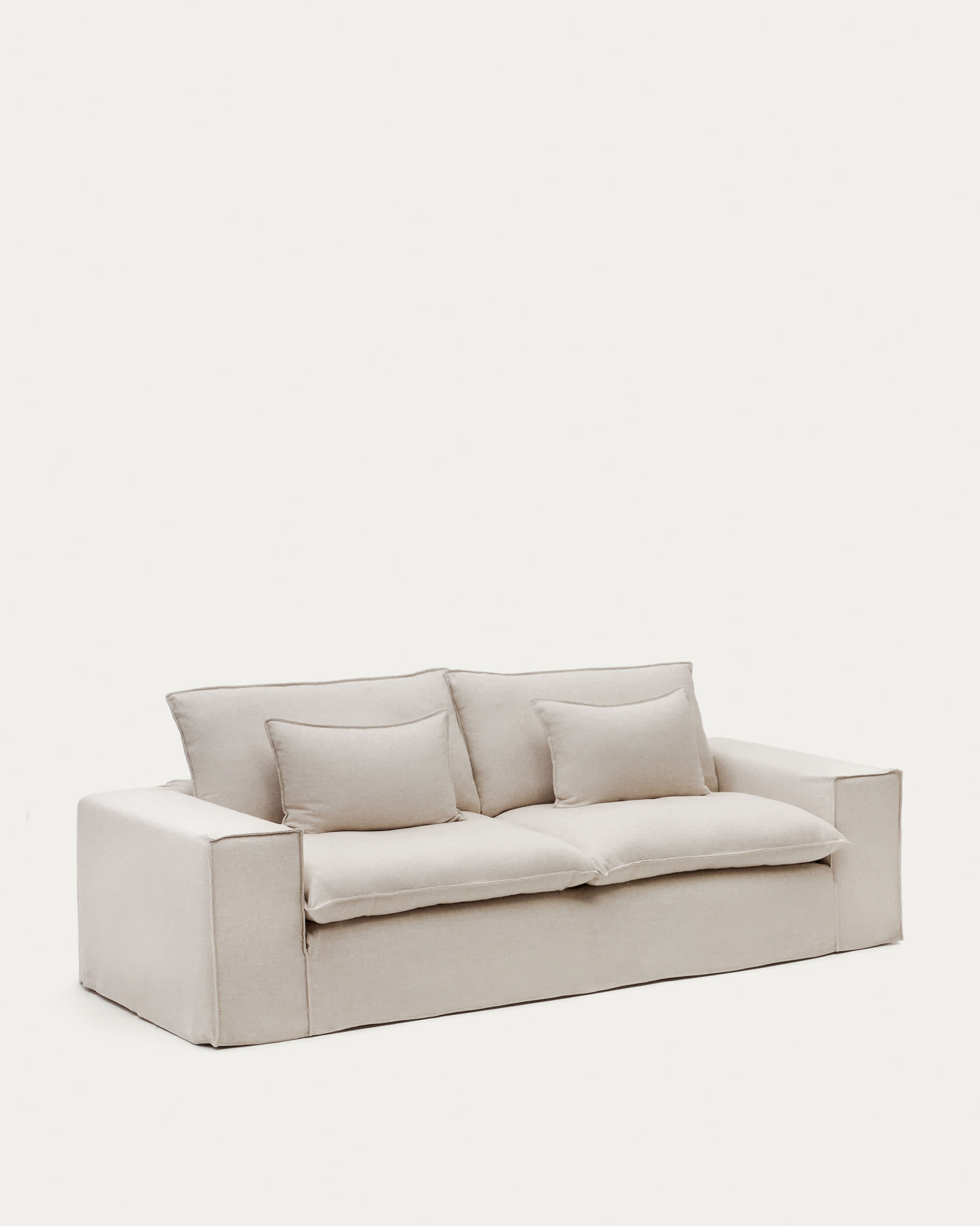 Anarela 3 seater sofa cover in beige linen