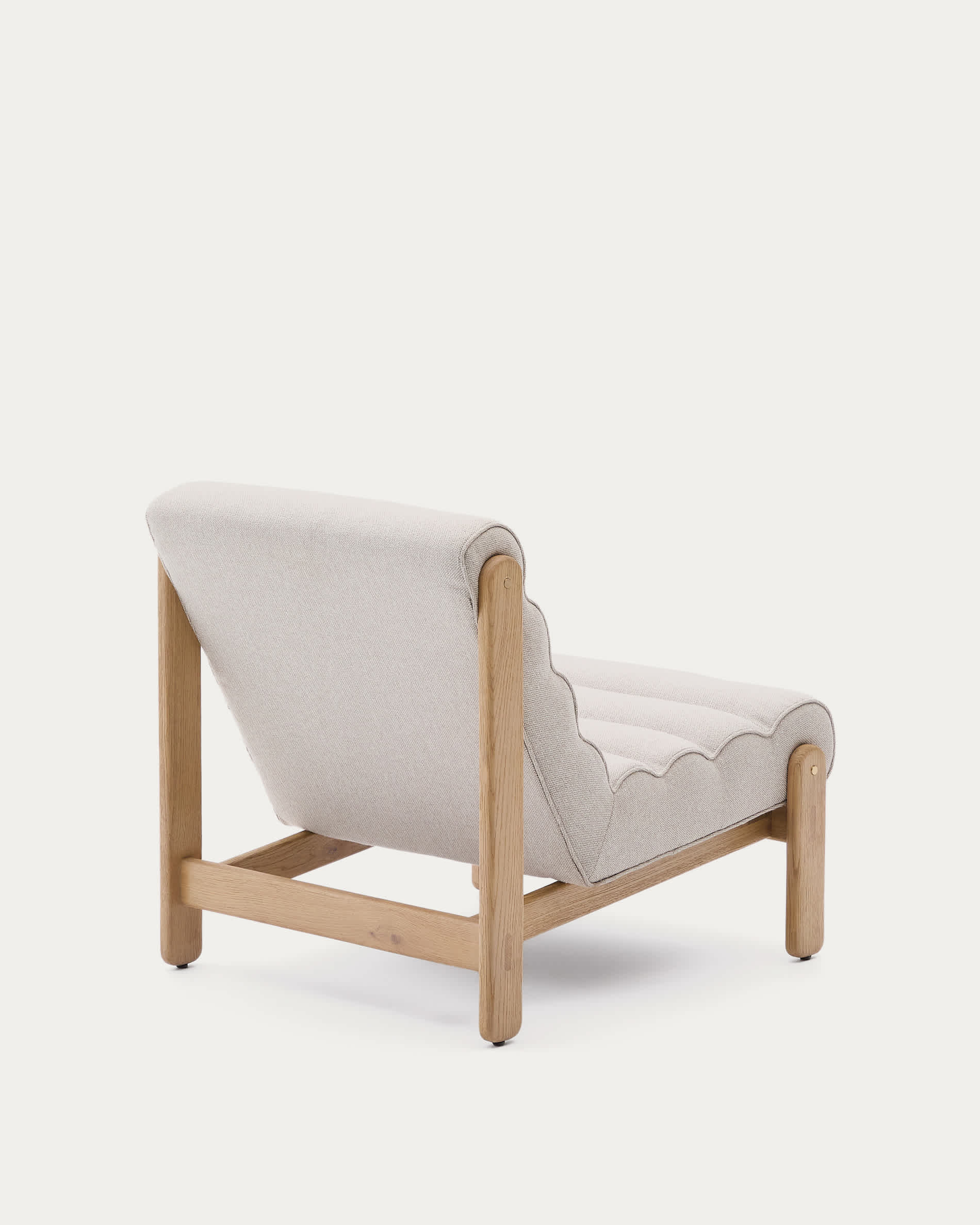 Magira beige armchair in solid oak wood with natural finish