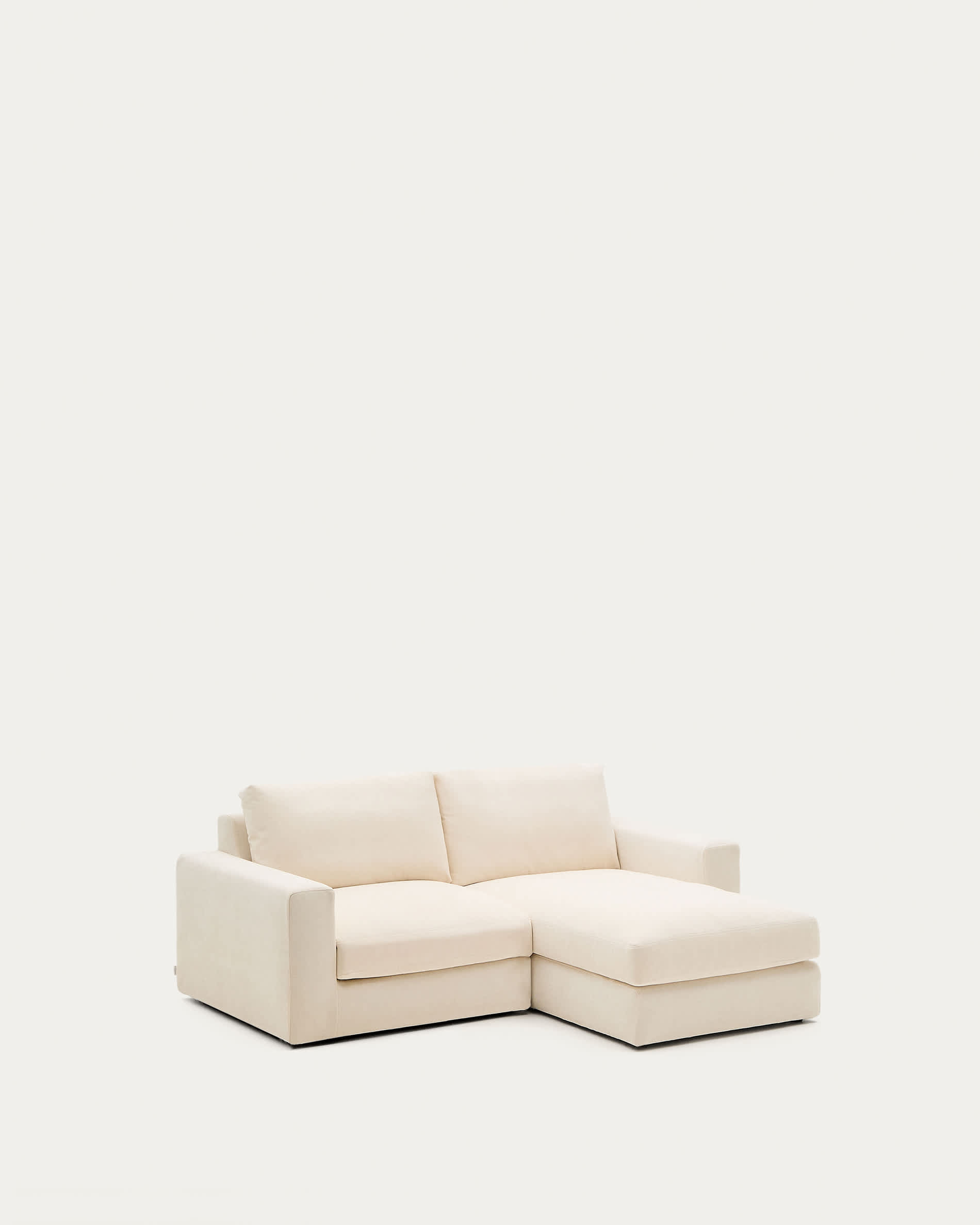 Alea ecru chenille 3-seater modular sofa with right chaise longue and removable cover 220cm