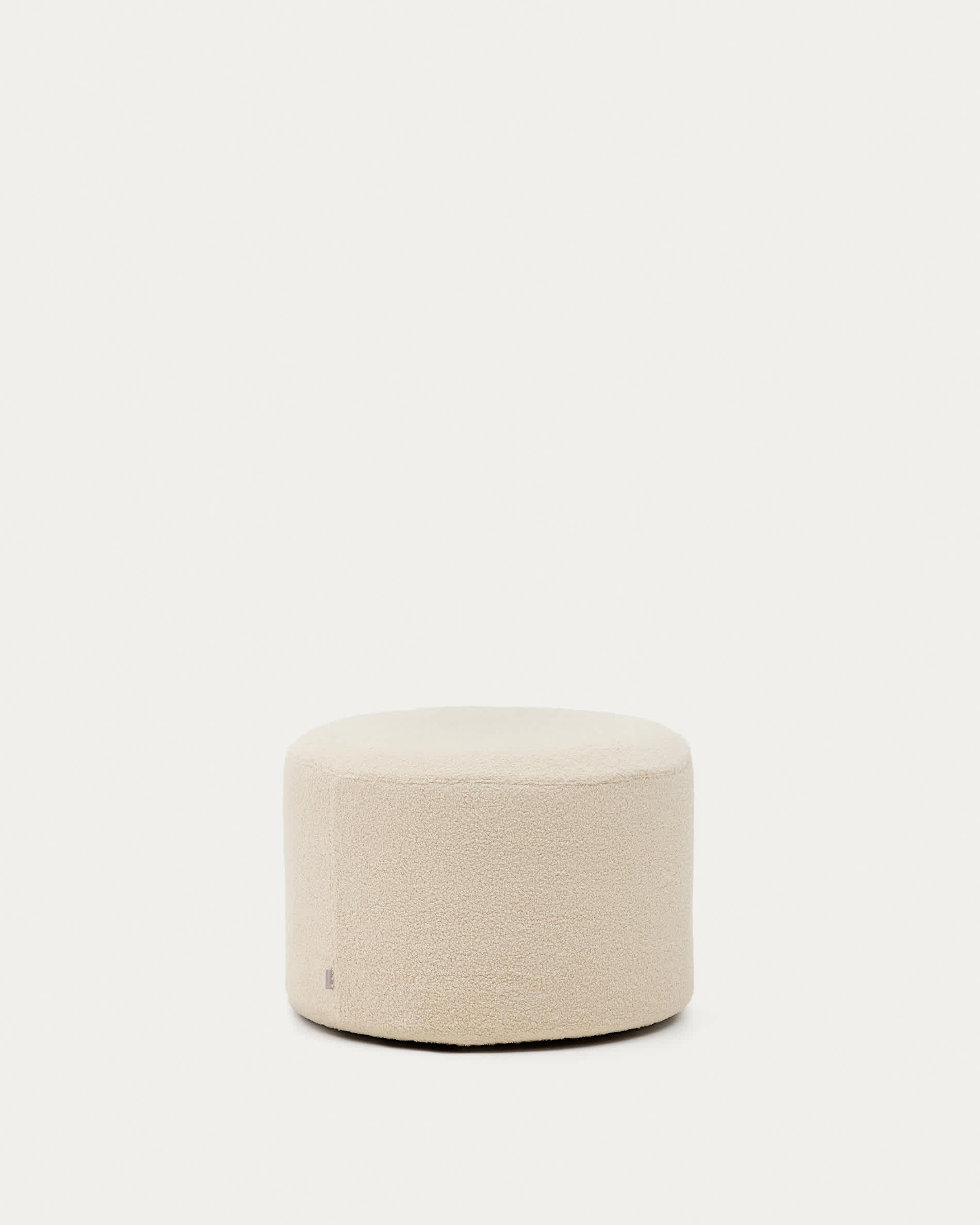 Kaeli footrest with removable cover in ecru bouclé Ø 60 cm