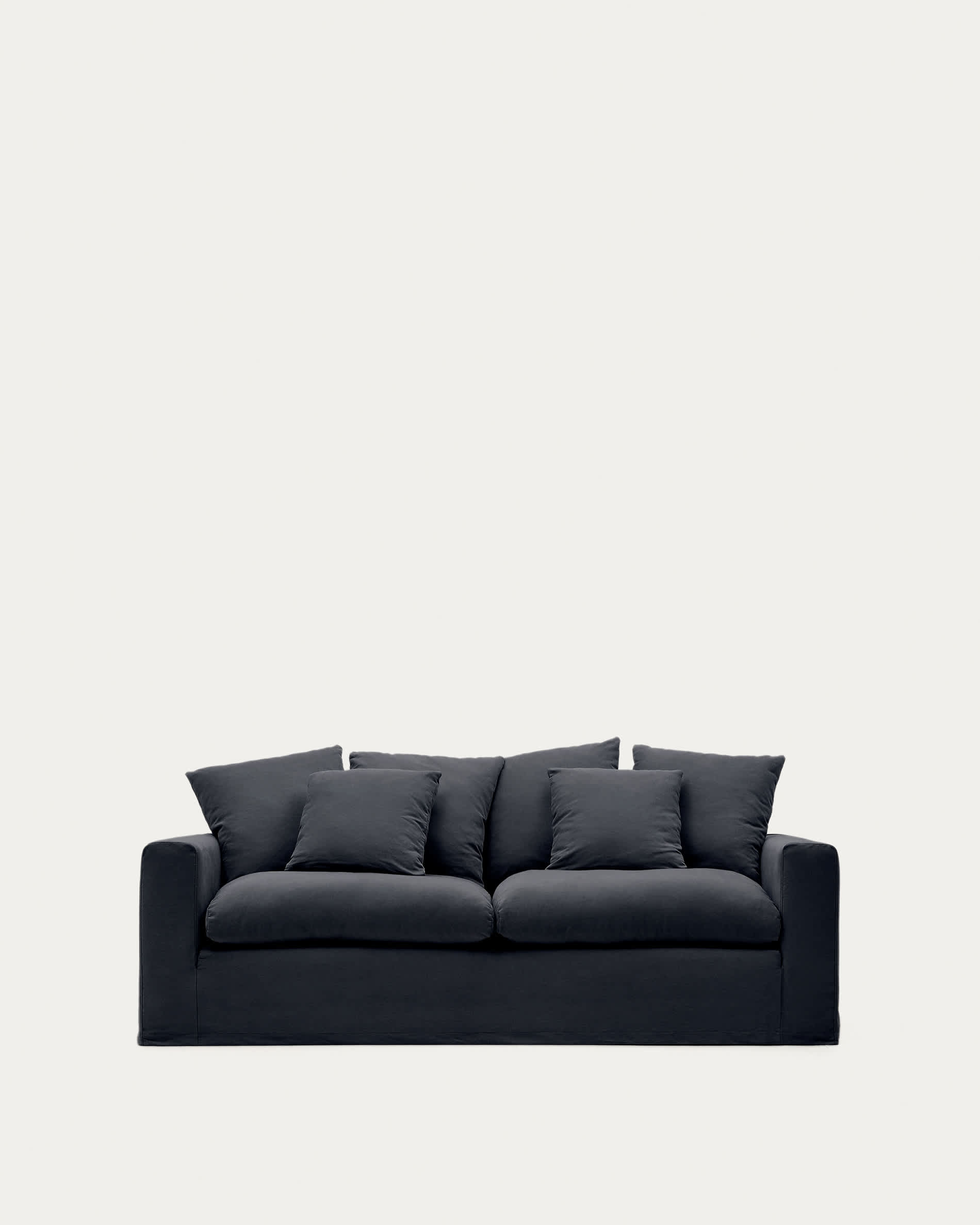 Nora 3-seater sofa cover in anthracite grey linen and cotton