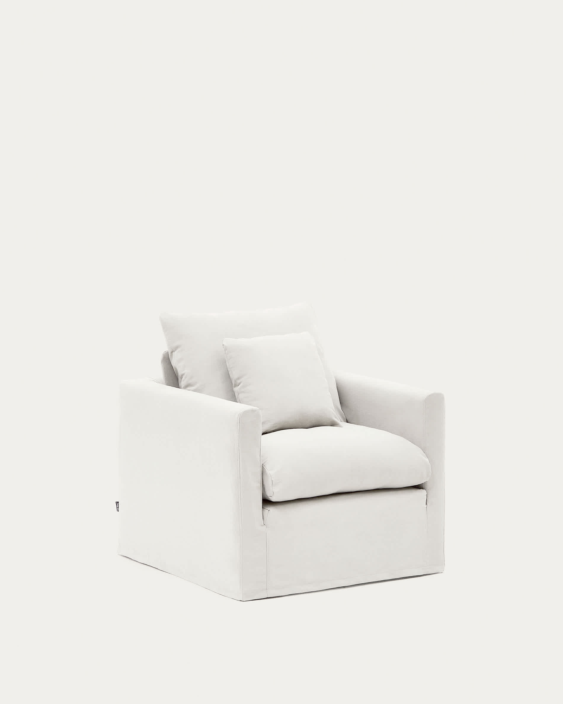 Nora armchair cover in ecru linen and cotton 92cm