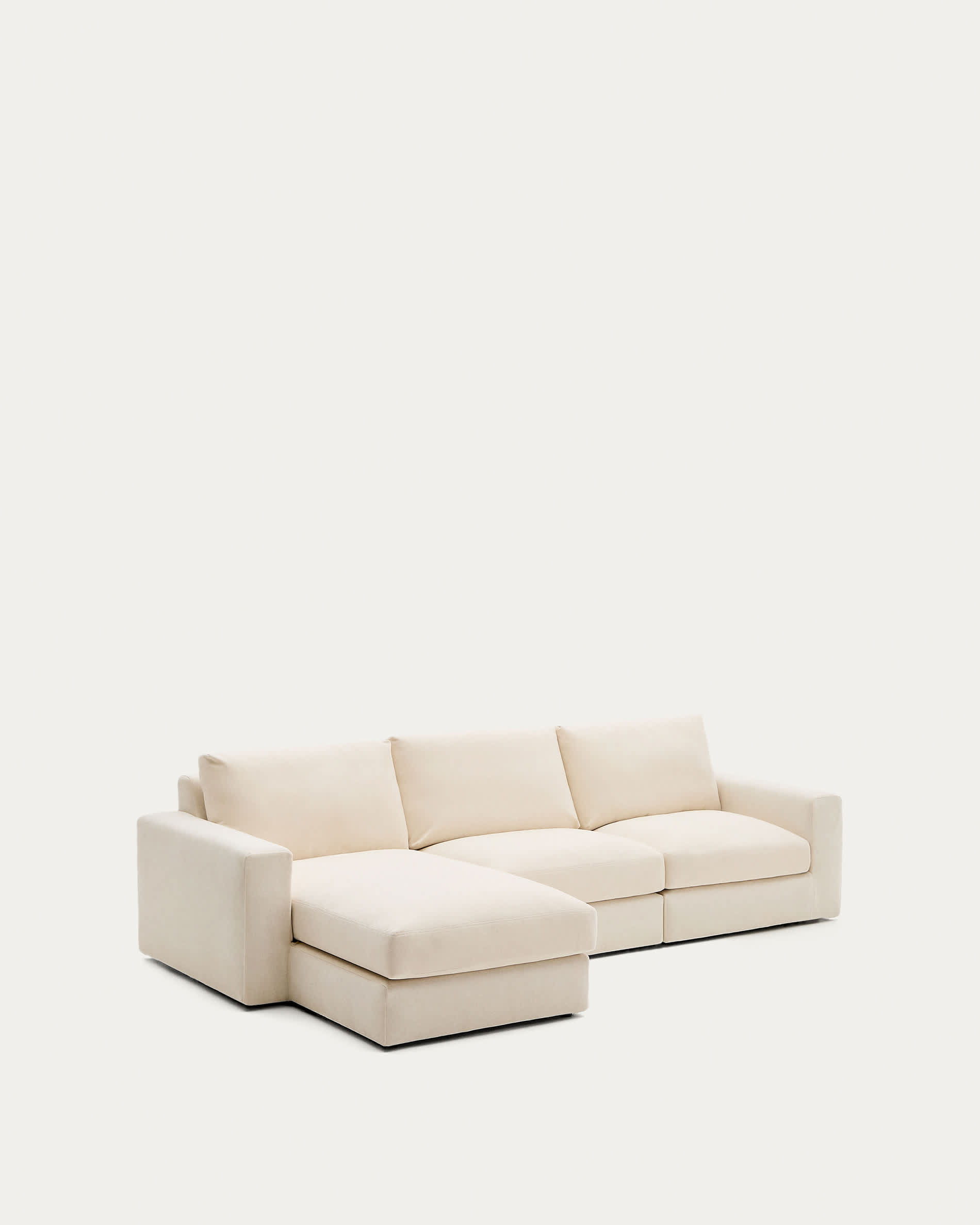 Alea ecru chenille 4-seater modular sofa with left chaise longue and removable cover 310cm