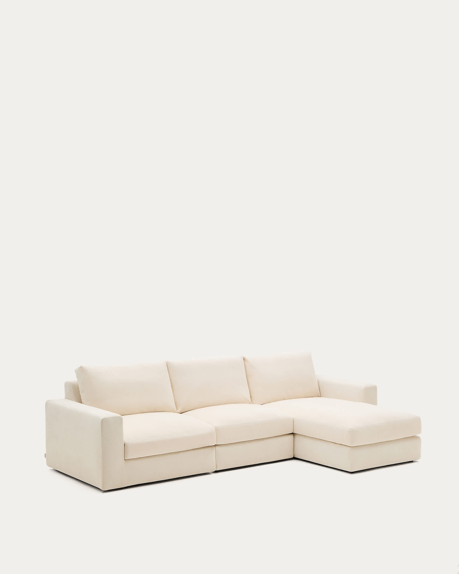Alea ecru chenille 4-seater modular sofa with right chaise longue and removable cover 310cm