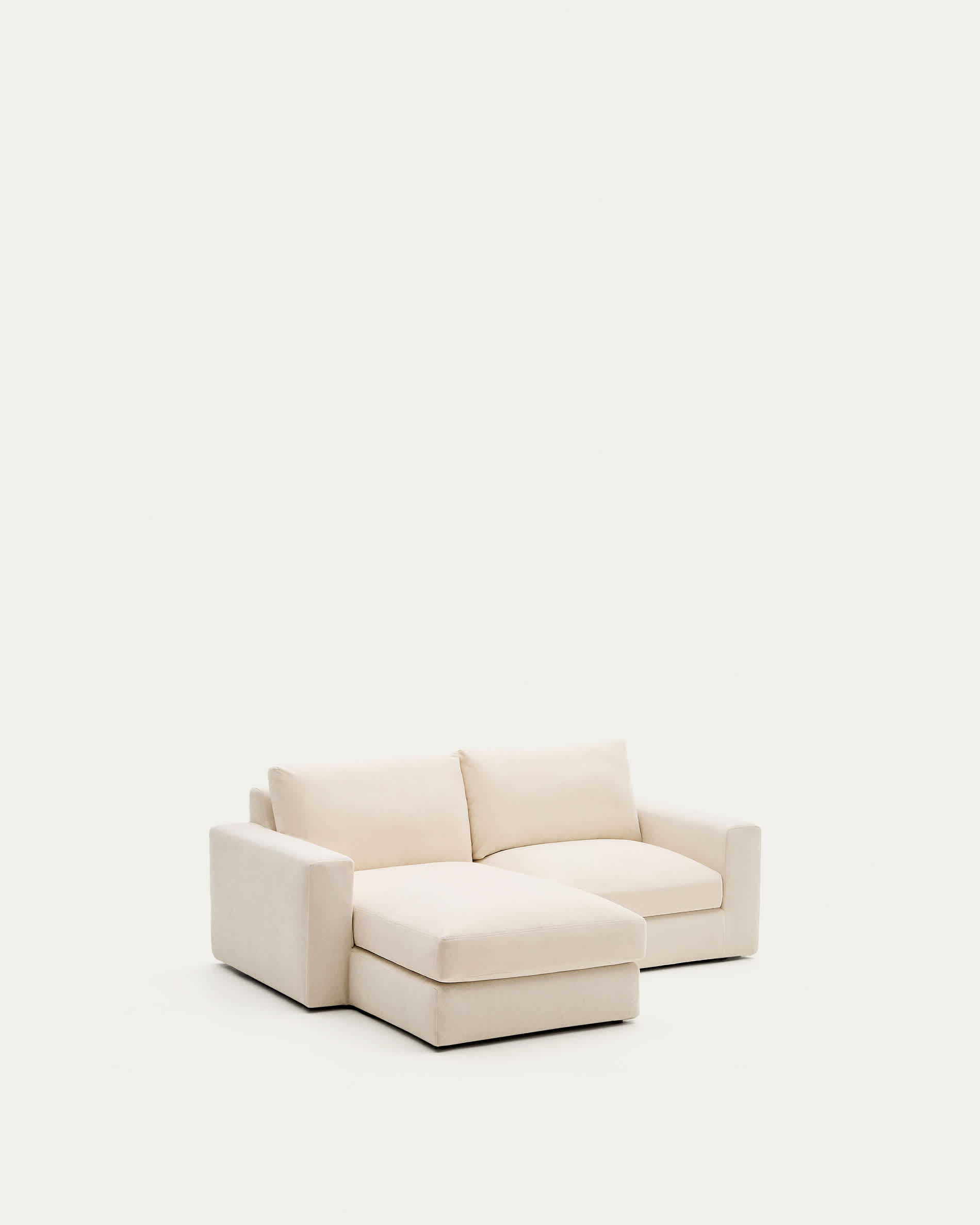 Alea ecru chenille 3-seater modular sofa with left chaise longue and removable cover 220cm