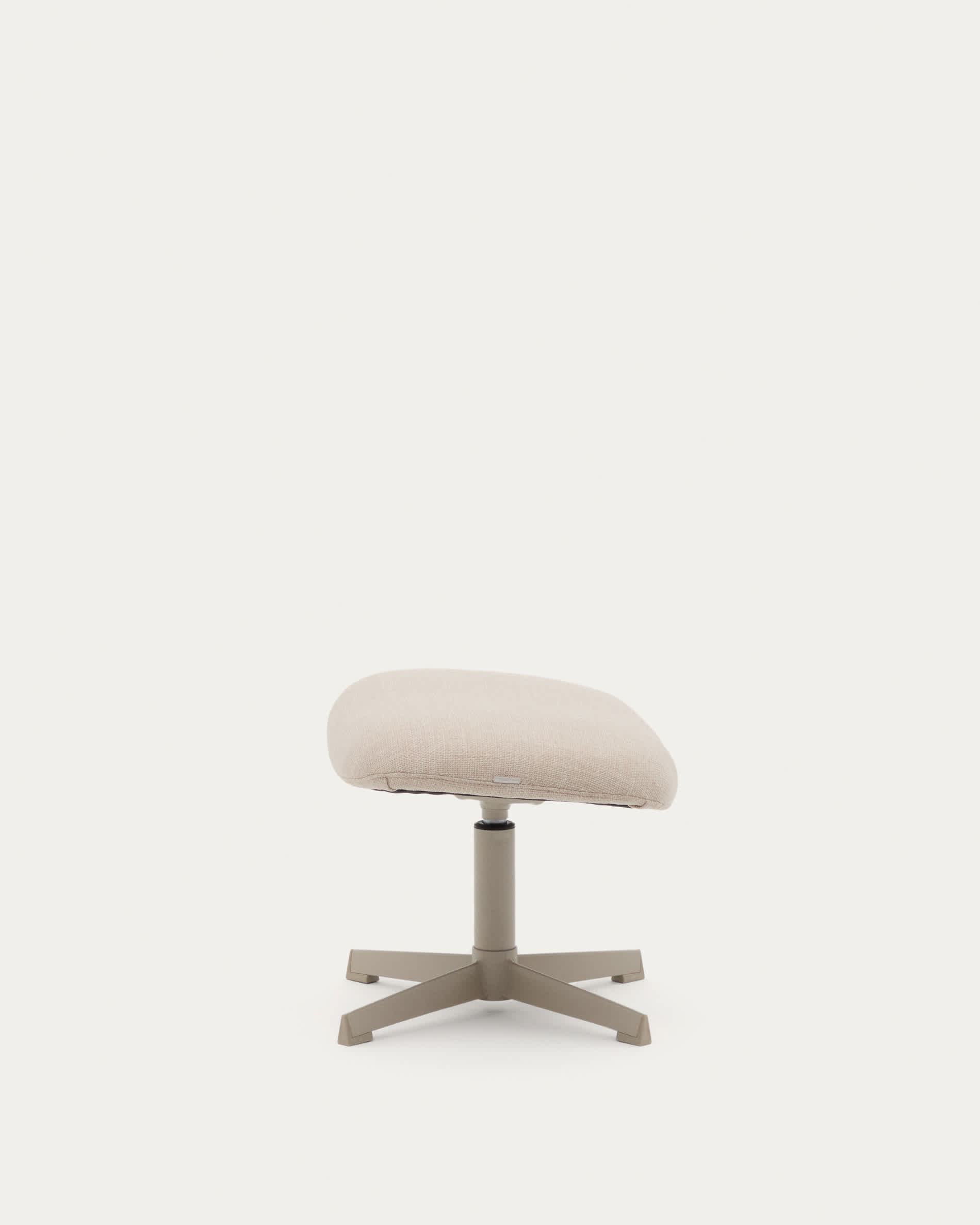 Teryl swivel footrest in beige chenille and metal with a grey finish FSC™ 100%.