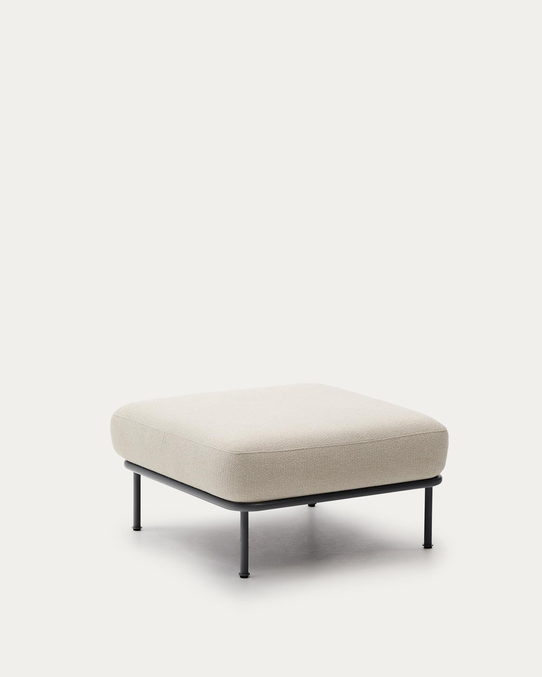 Aurum ecru chenille footrest with matte grey metal base 85 x 85cm FSC Mix Credit