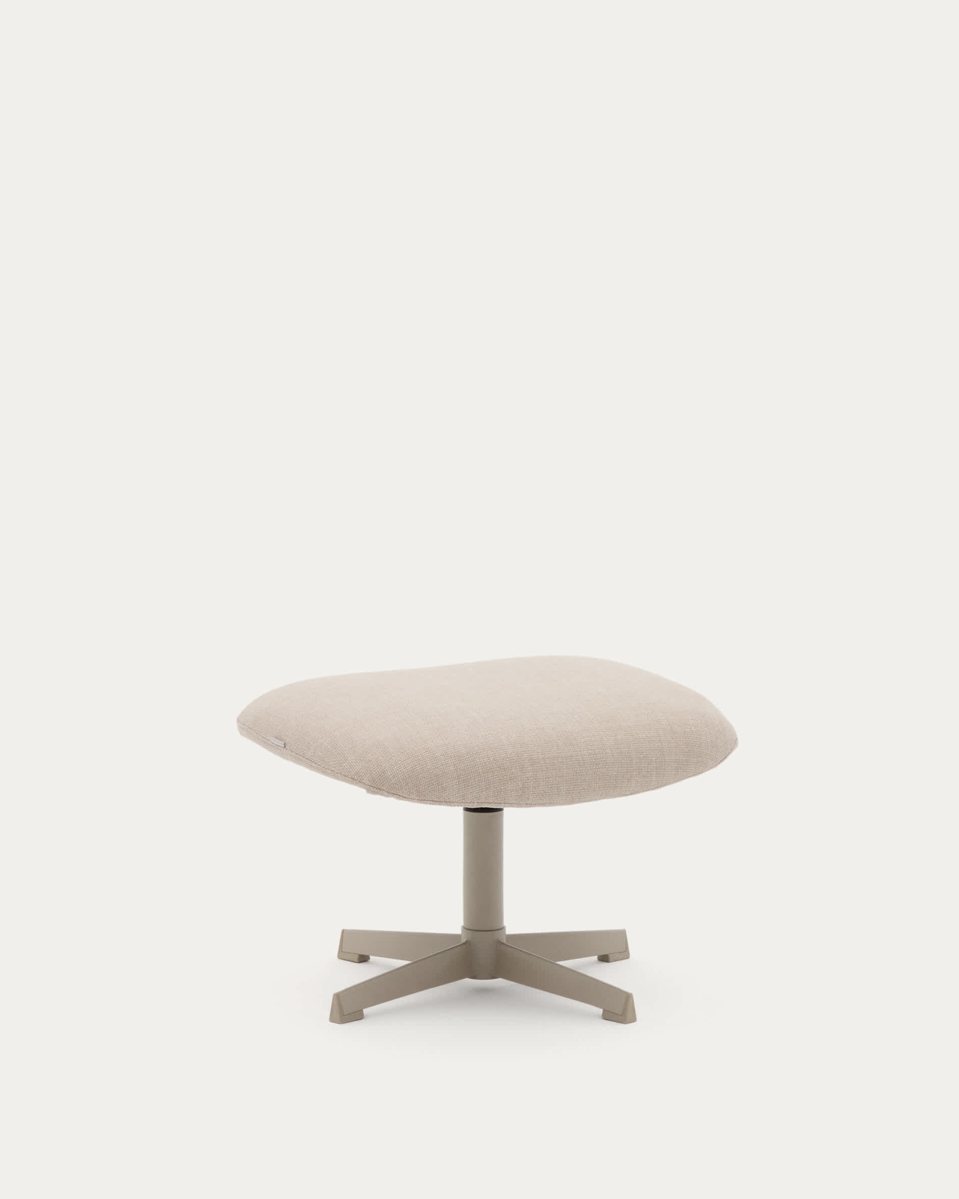 Teryl swivel footrest in beige chenille and metal with a grey finish FSC™ 100%.