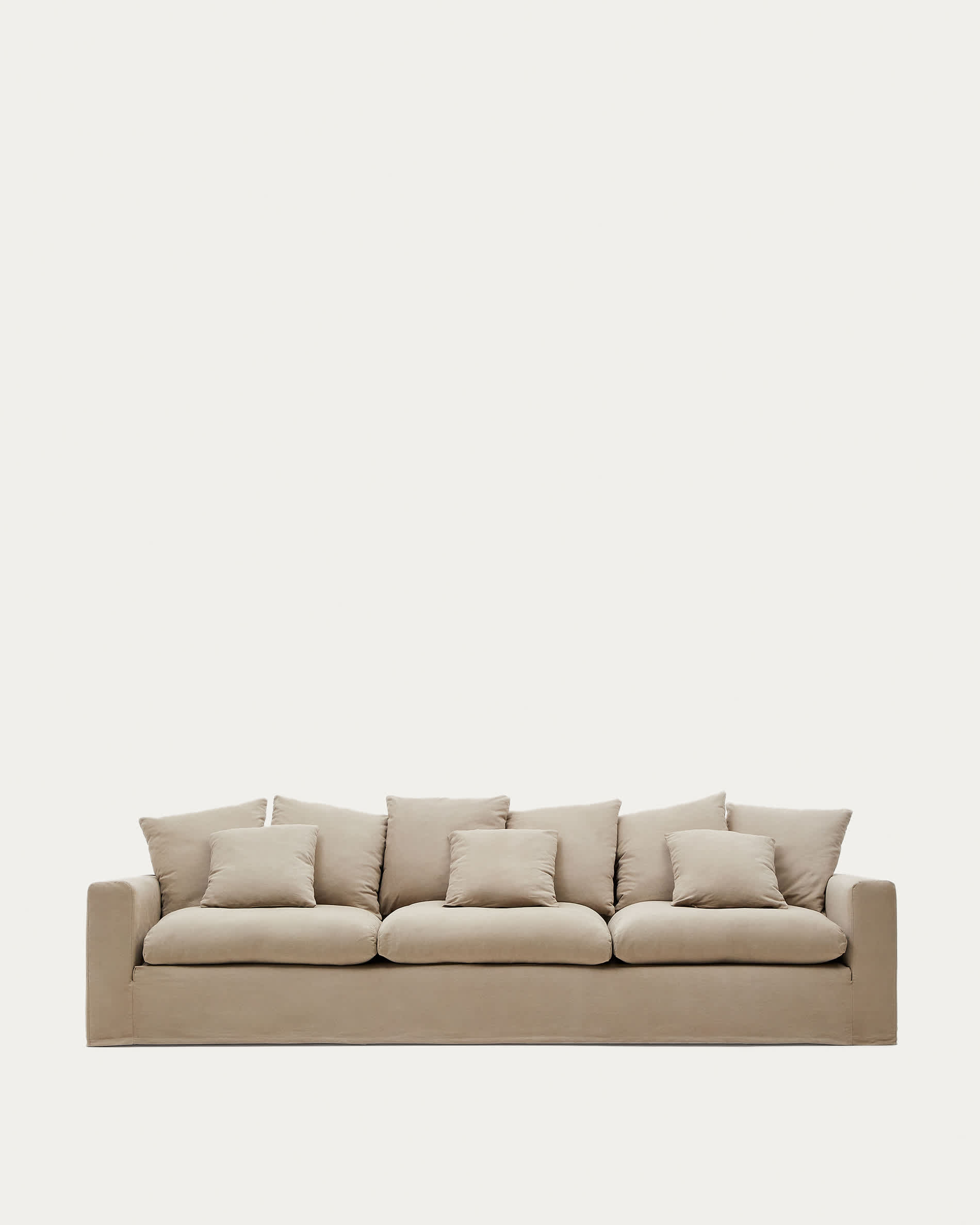 Nora 4-seater sofa cover in taupe linen and cotton