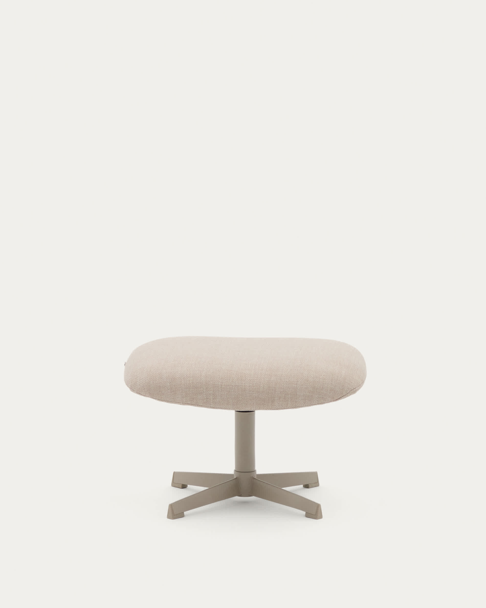 Teryl swivel footrest in beige chenille and metal with a grey finish FSC™ 100%.