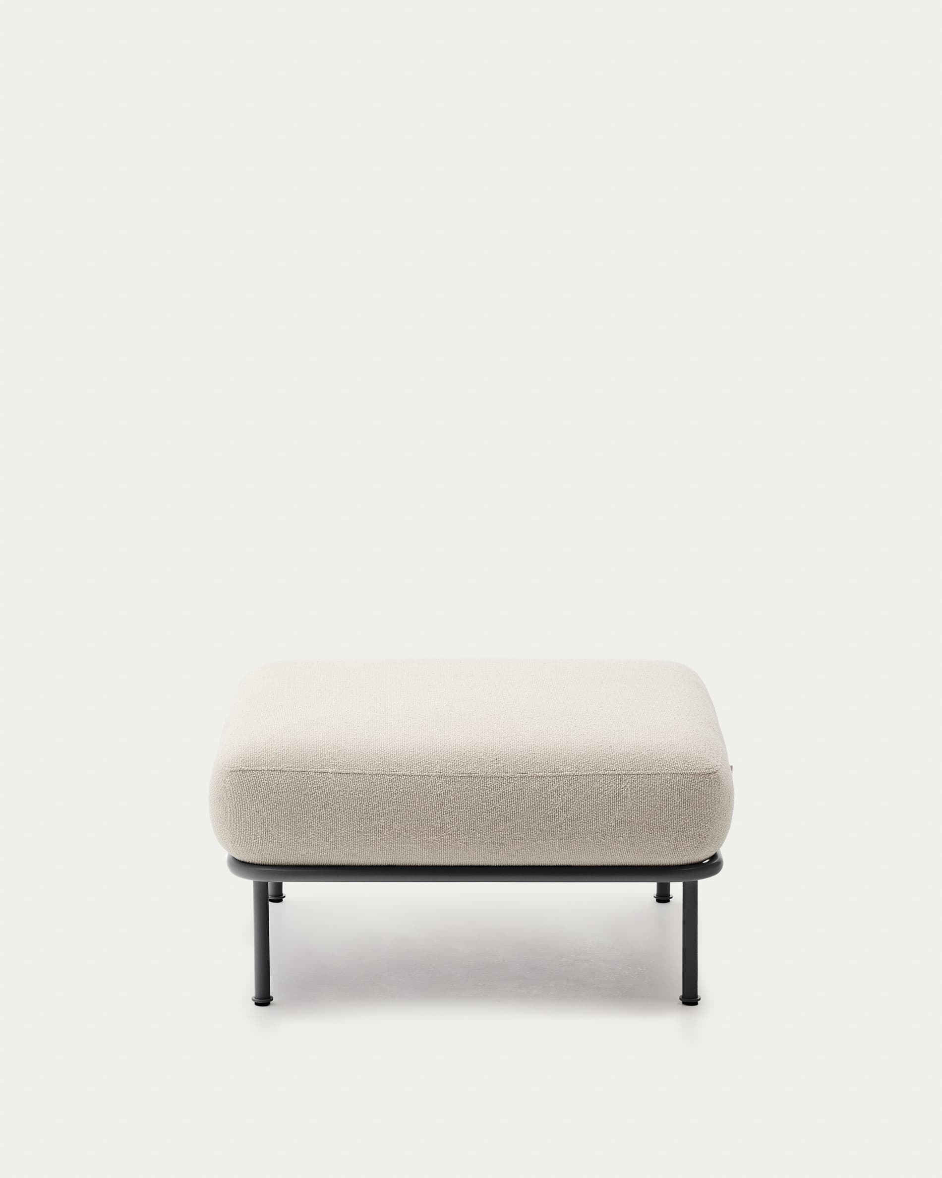 Aurum ecru chenille footrest with matte grey metal base 85 x 85cm FSC Mix Credit