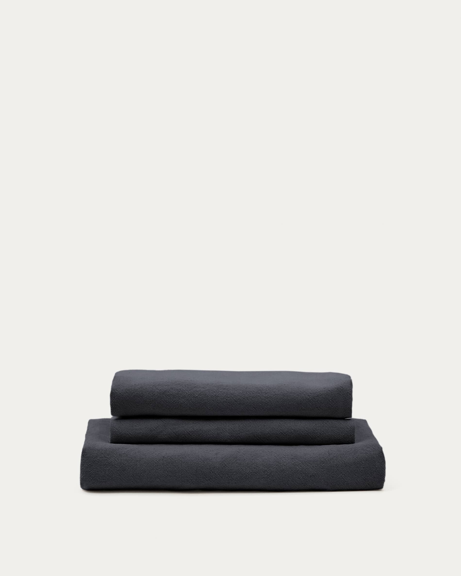 Nora 4-seater sofa cover in anthracite grey linen and cotton