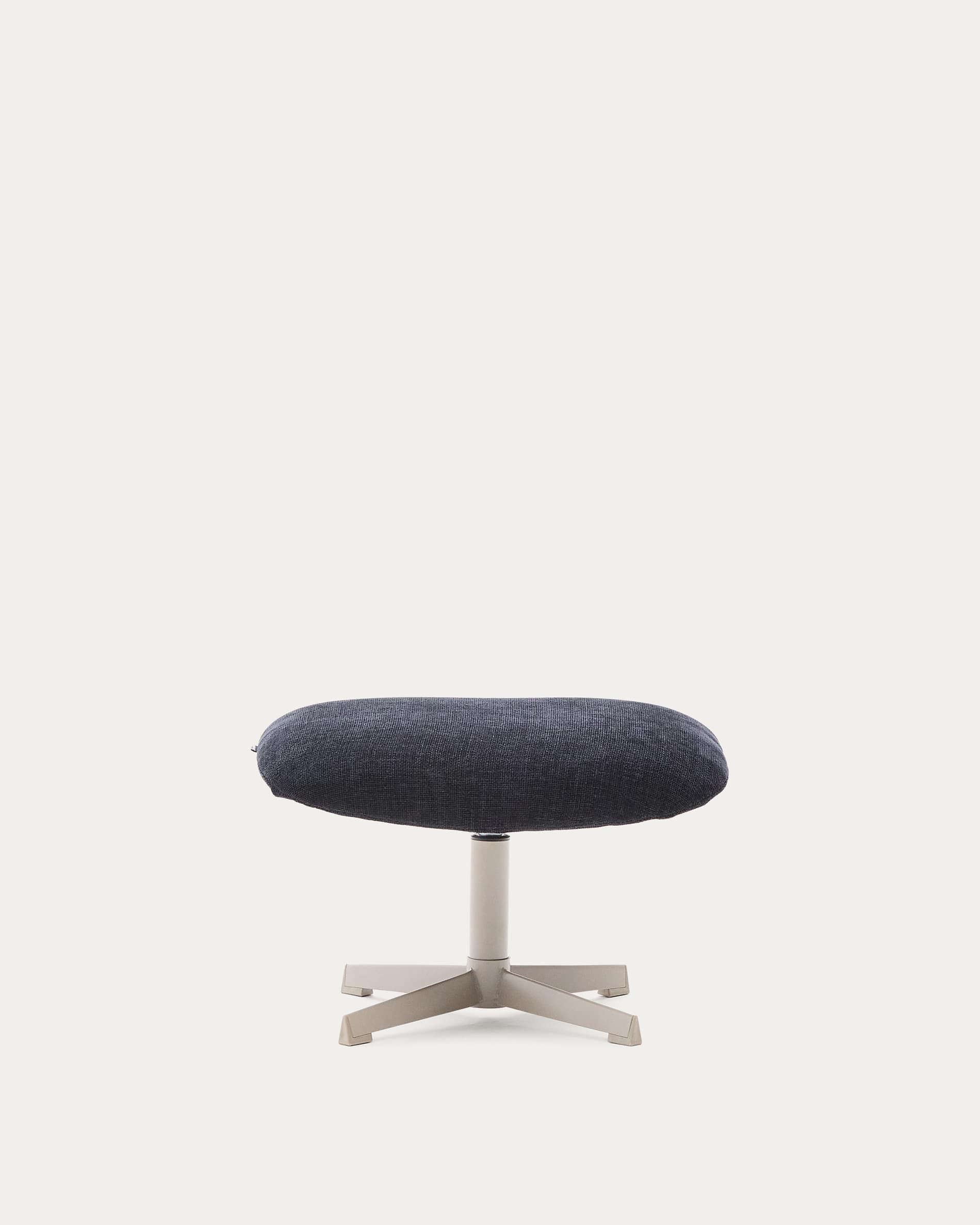 Teryl swivel footrest in blue chenille and metal with a grey finish FSC™ 100%.