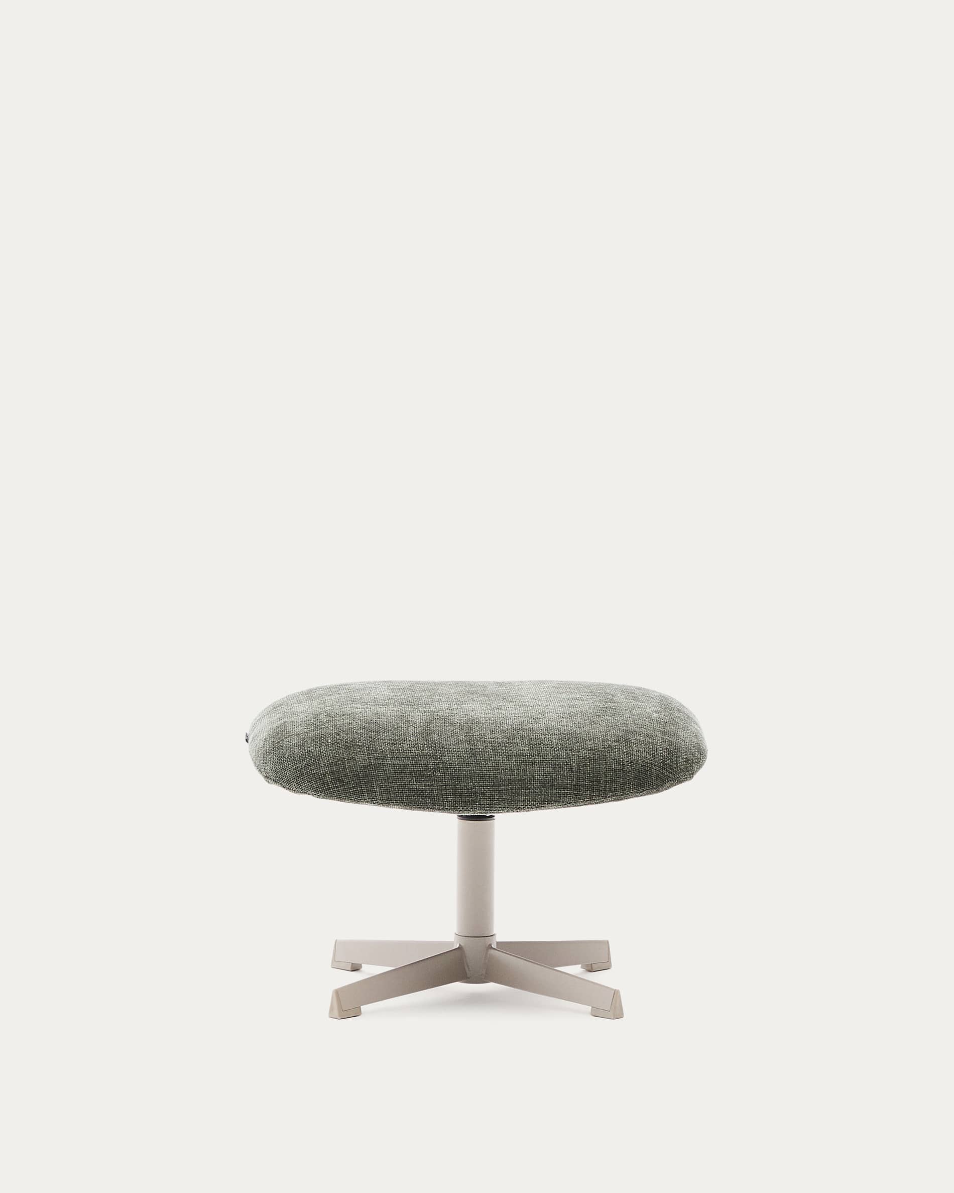 Teryl swivel footrest in green chenille and metal with a grey finish FSC™ 100%.