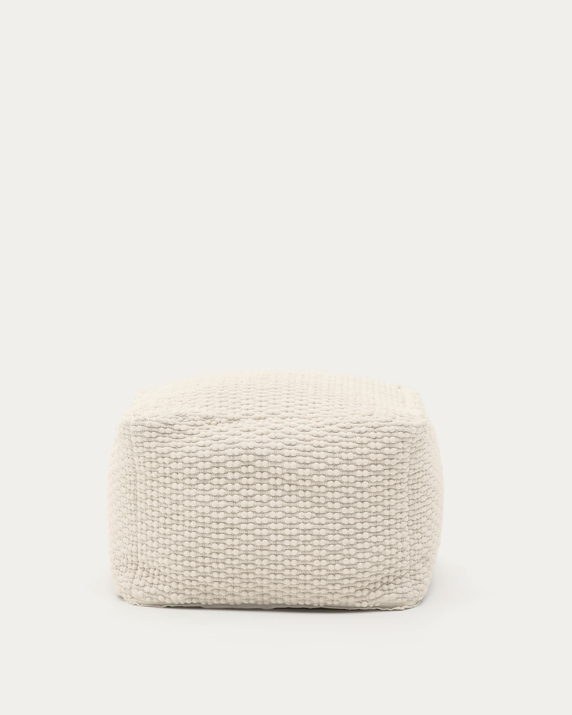 Mascarell pouffe, cotton and polyester in white, 60 x 60 cm
