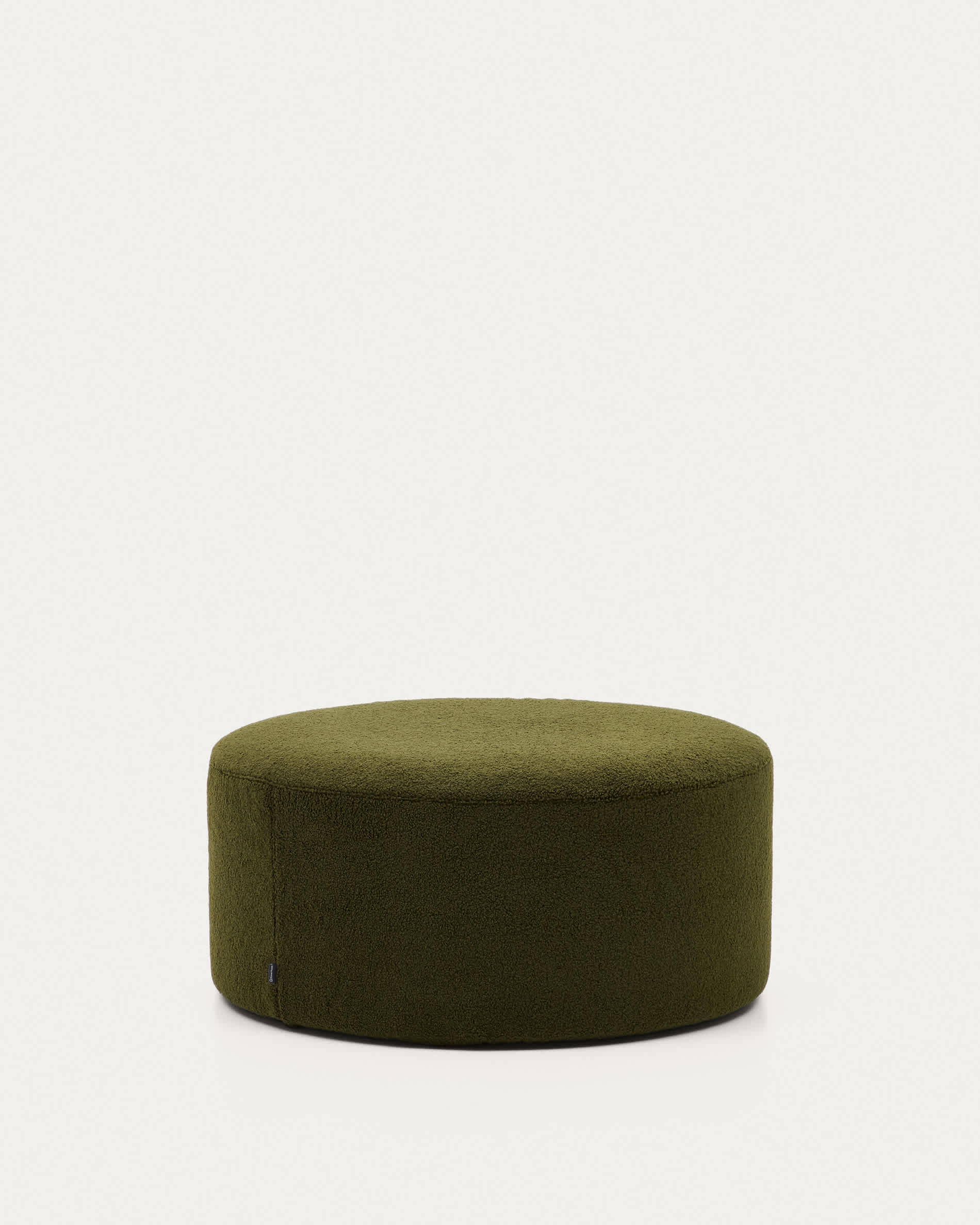 Kaeli footrest with removable cover in green bouclé Ø 90 cm