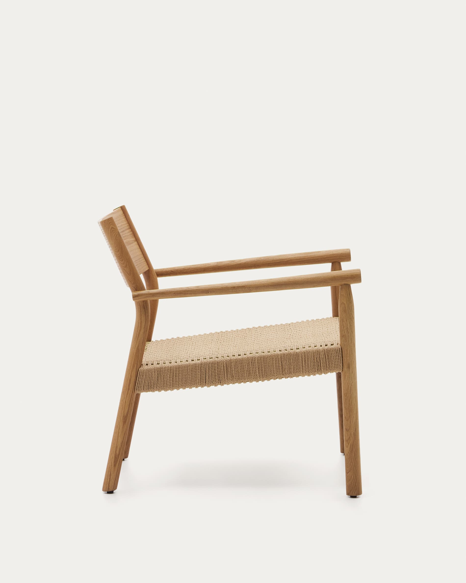 Yalia armchair in solid oak wood with natural finish and paper rope seat FSC Mix Credit