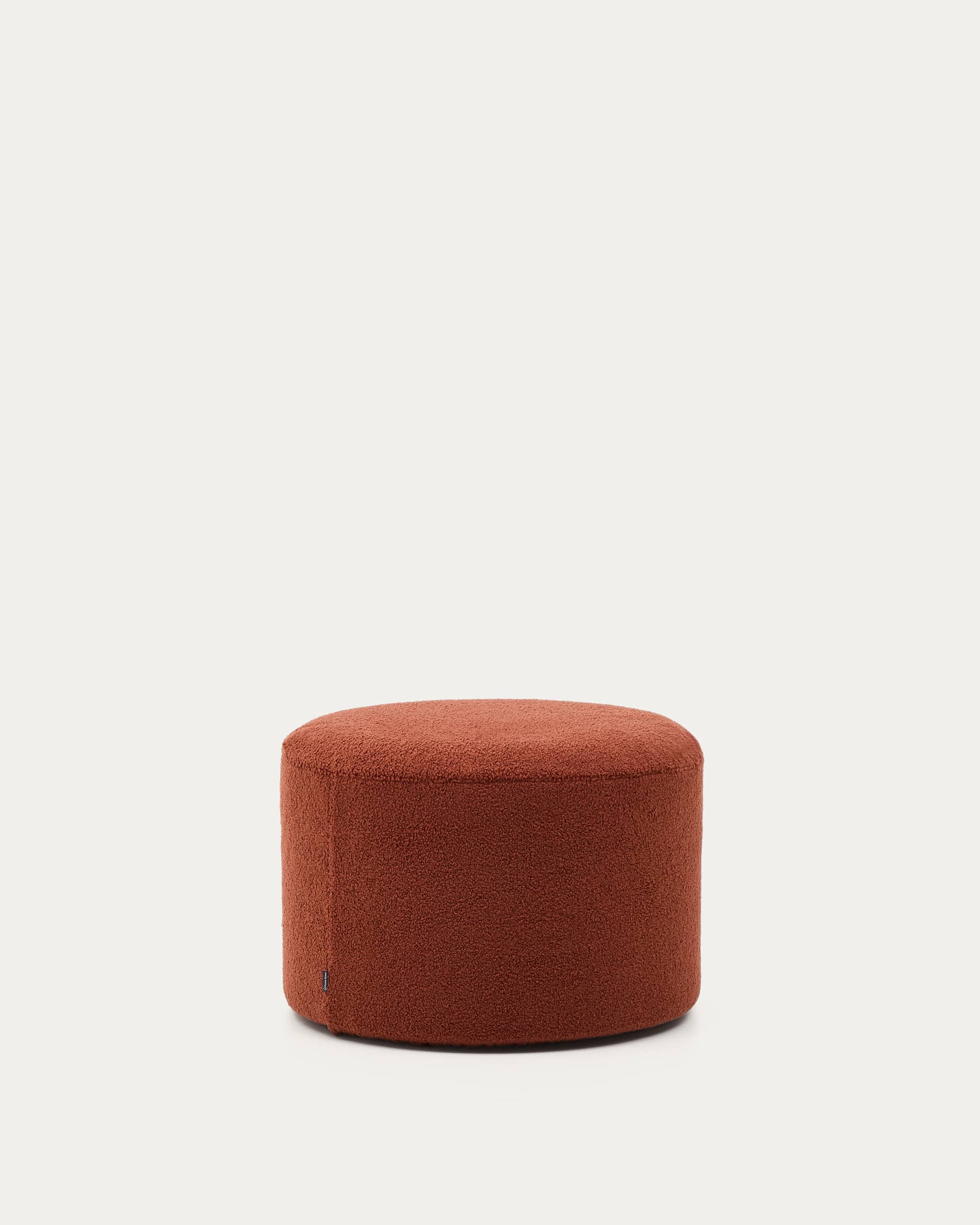 Kaeli footrest with removable cover in terracotta bouclé Ø 60 cm