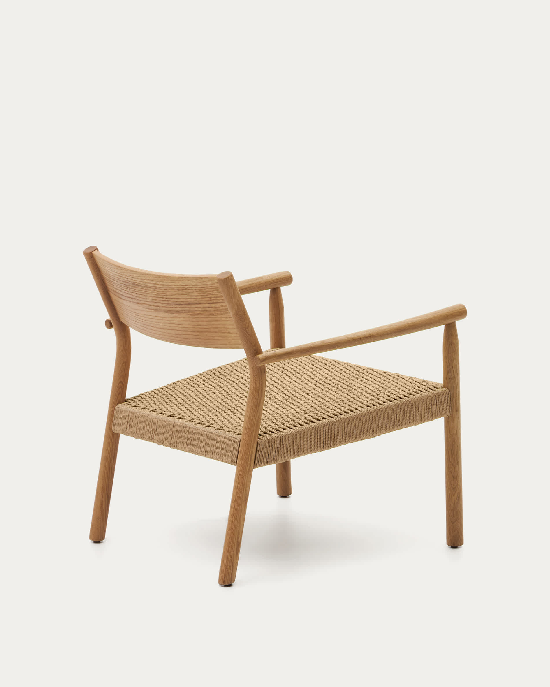 Yalia armchair in solid oak wood with natural finish and paper rope seat FSC Mix Credit