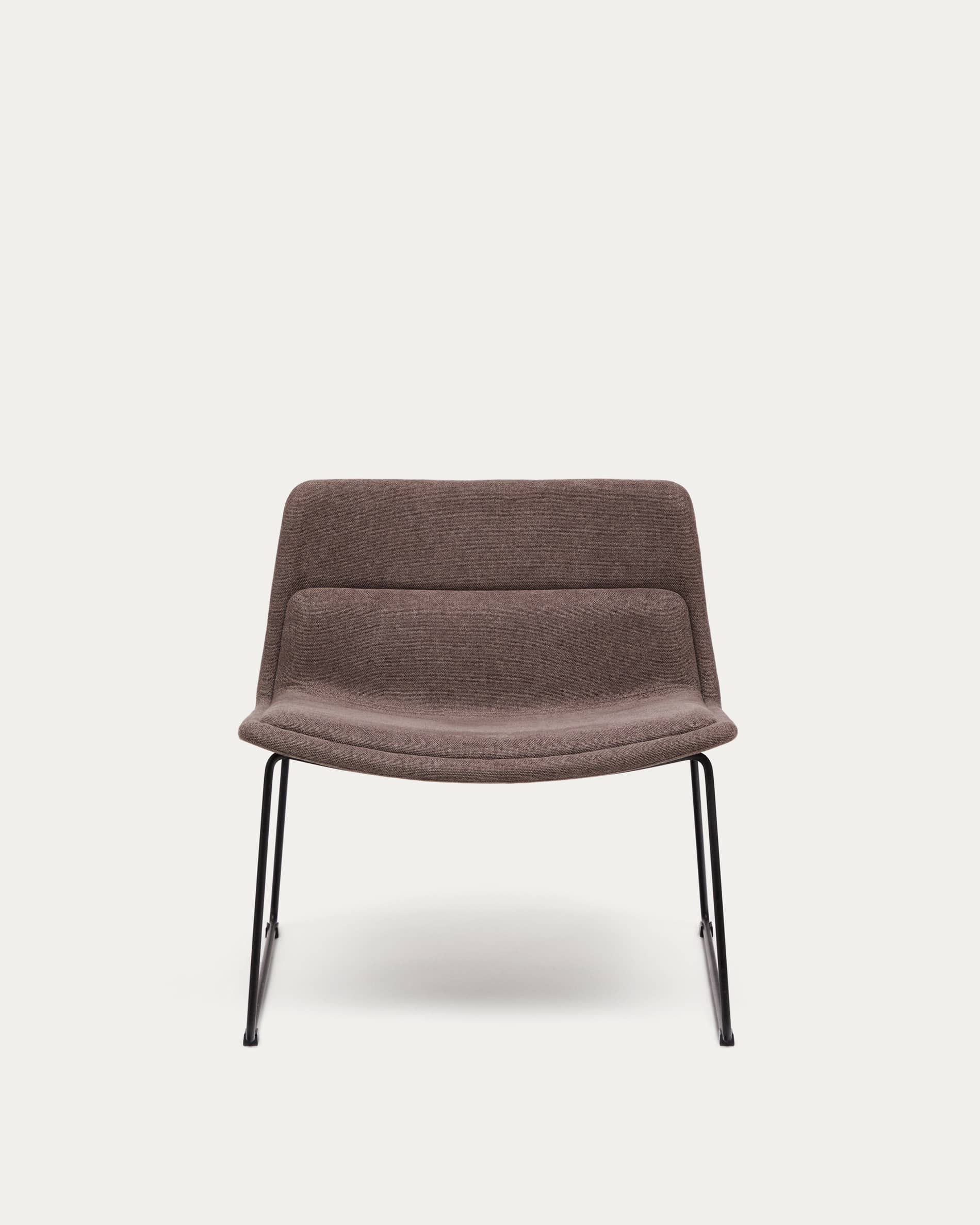 Zahara brown armchair and steel in a black finish, 100% FSC