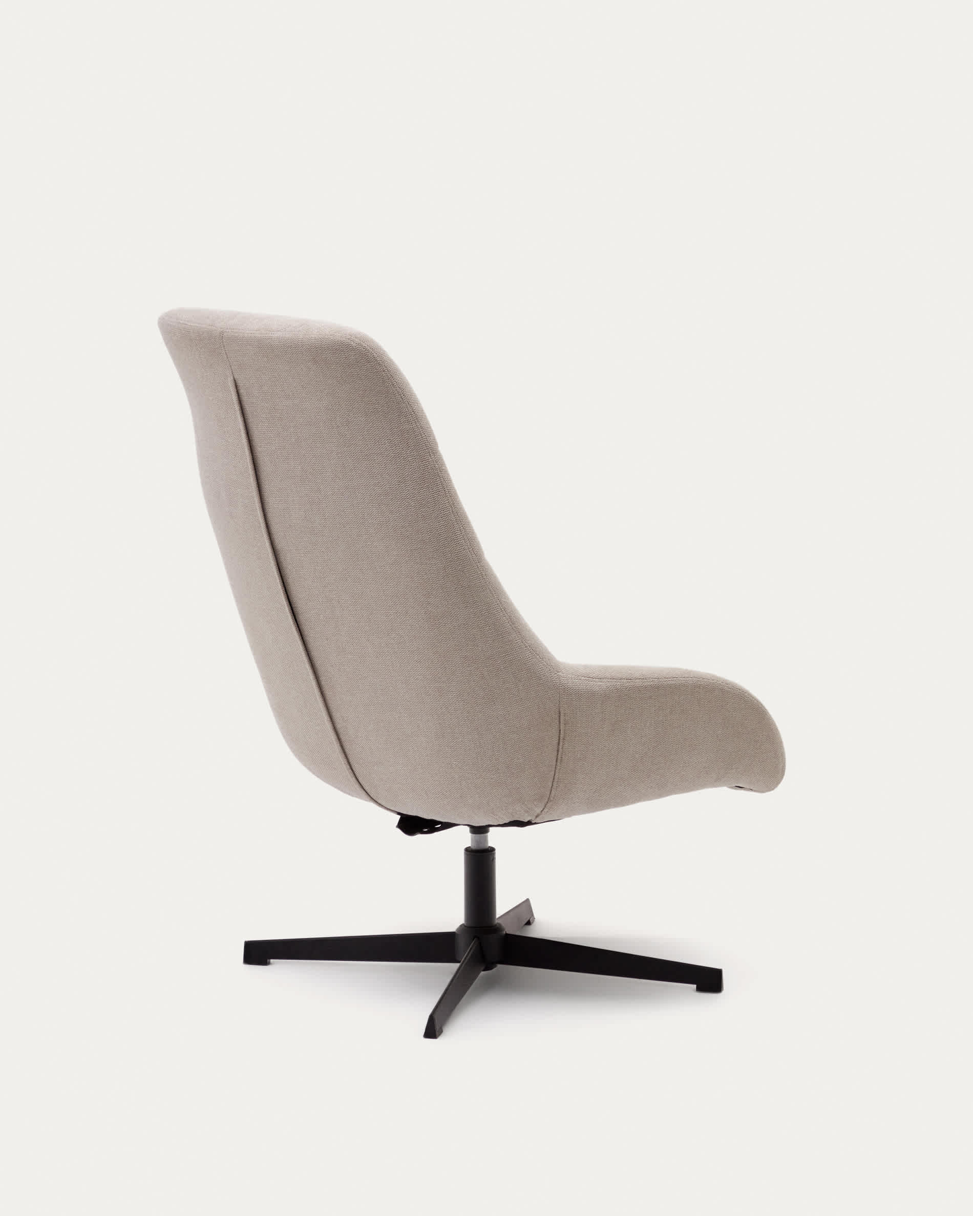Celida swivel armchair in beige chenille and steel with black finish FSC 100%