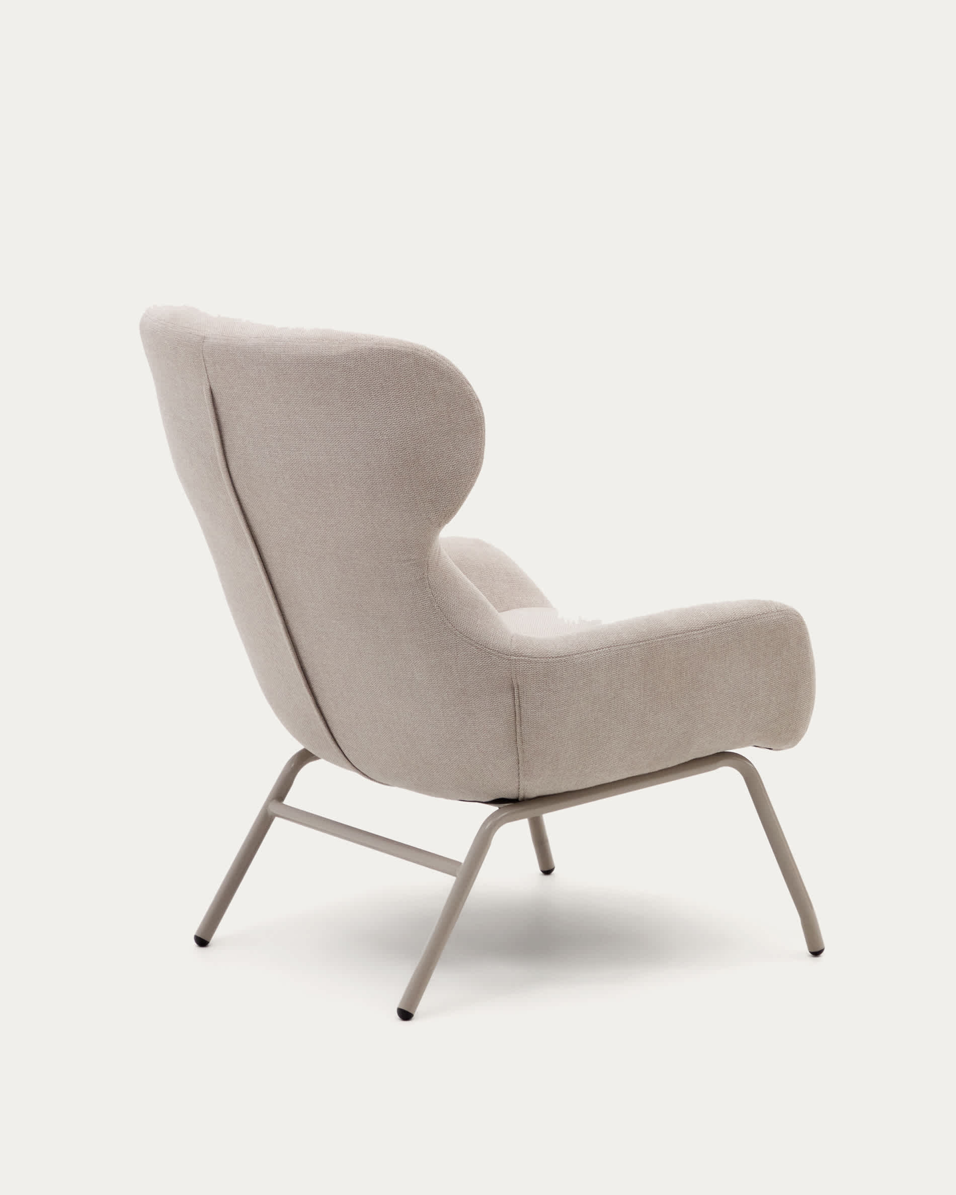 Belina chenille armchair in beige and steel with beige finish FSC 100%
