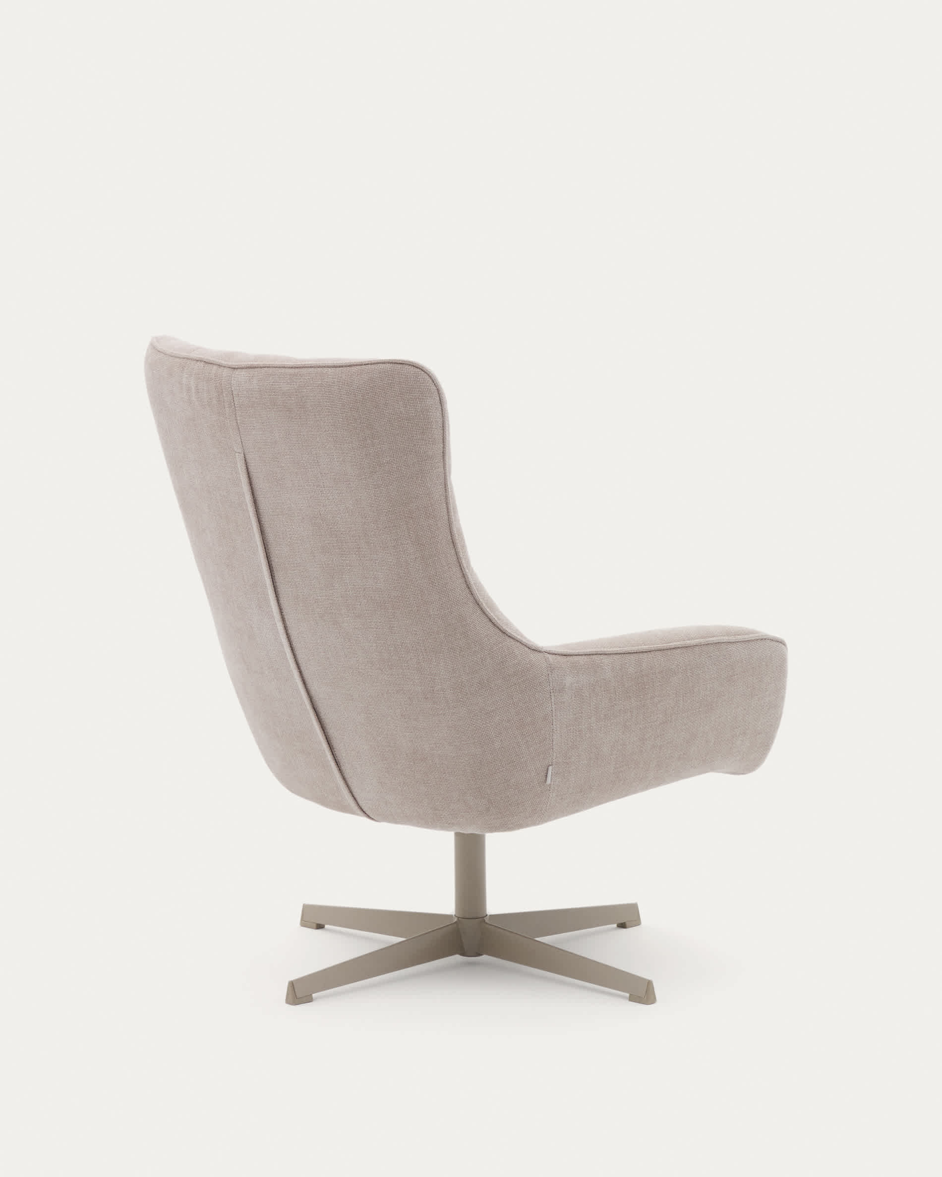 Teryl swivel beige chenille armchair with grey-finished metal, FSC 100%