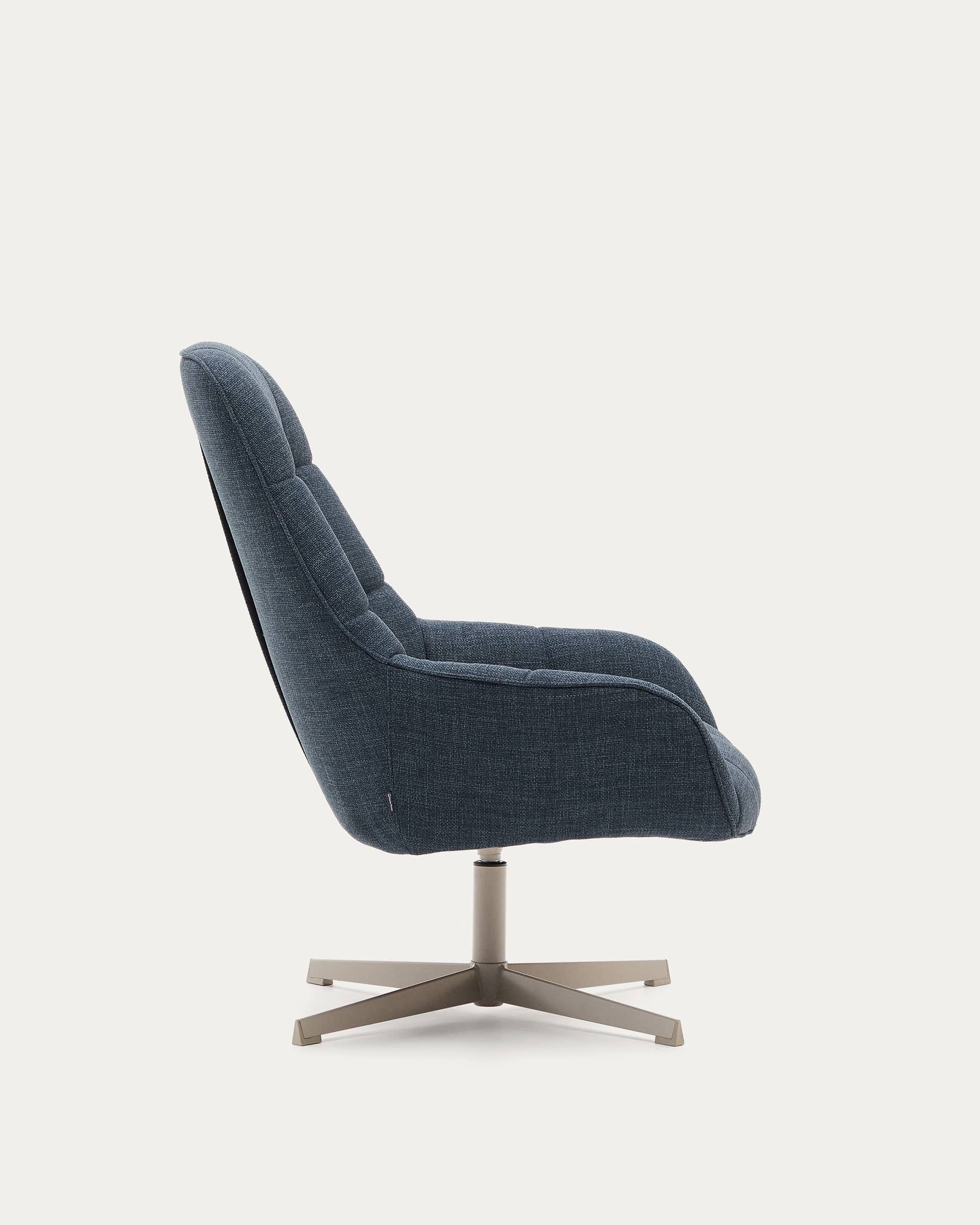 Jaspe blue swivel armchair with grey-finished metal, FSC 100%