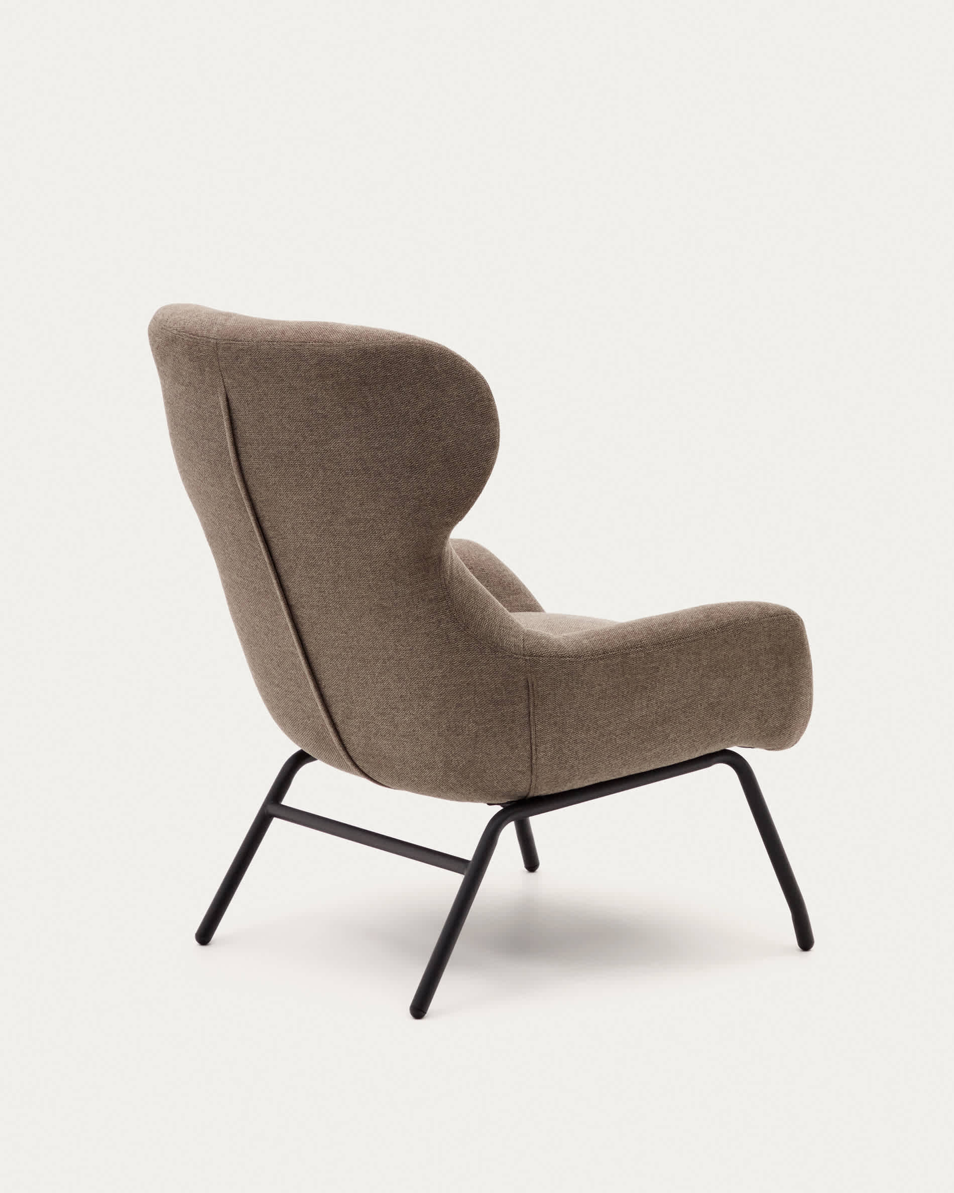 Belina chenille armchair in light brown and steel with black finish FSC 100%