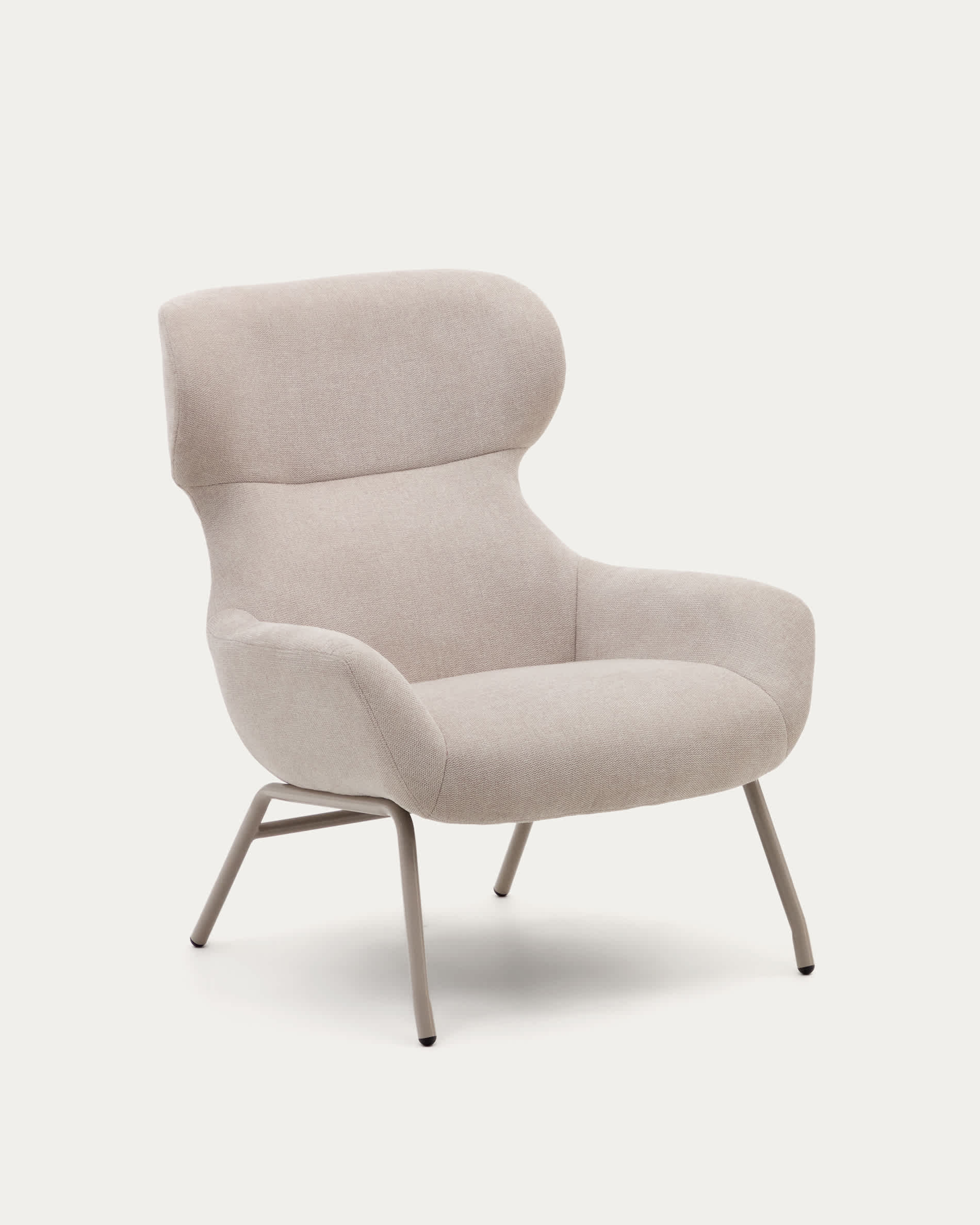 Belina chenille armchair in beige and steel with beige finish FSC 100%