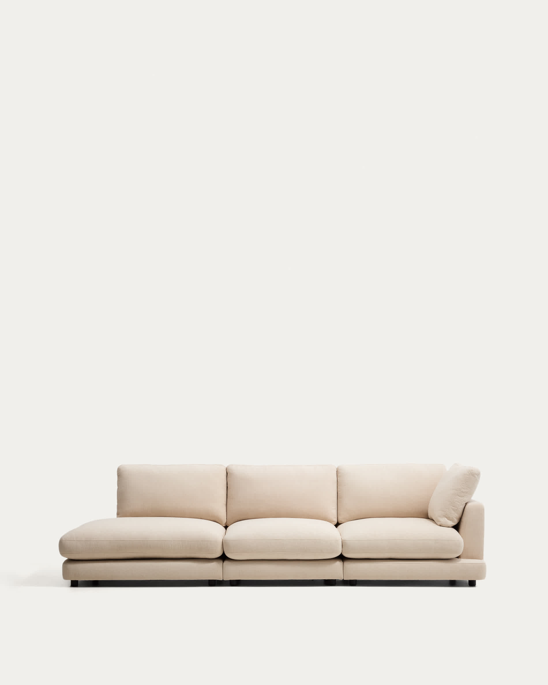 Gala 4-seater modular sofa with left end module in beige chenille FSC Mix Credit 315cm