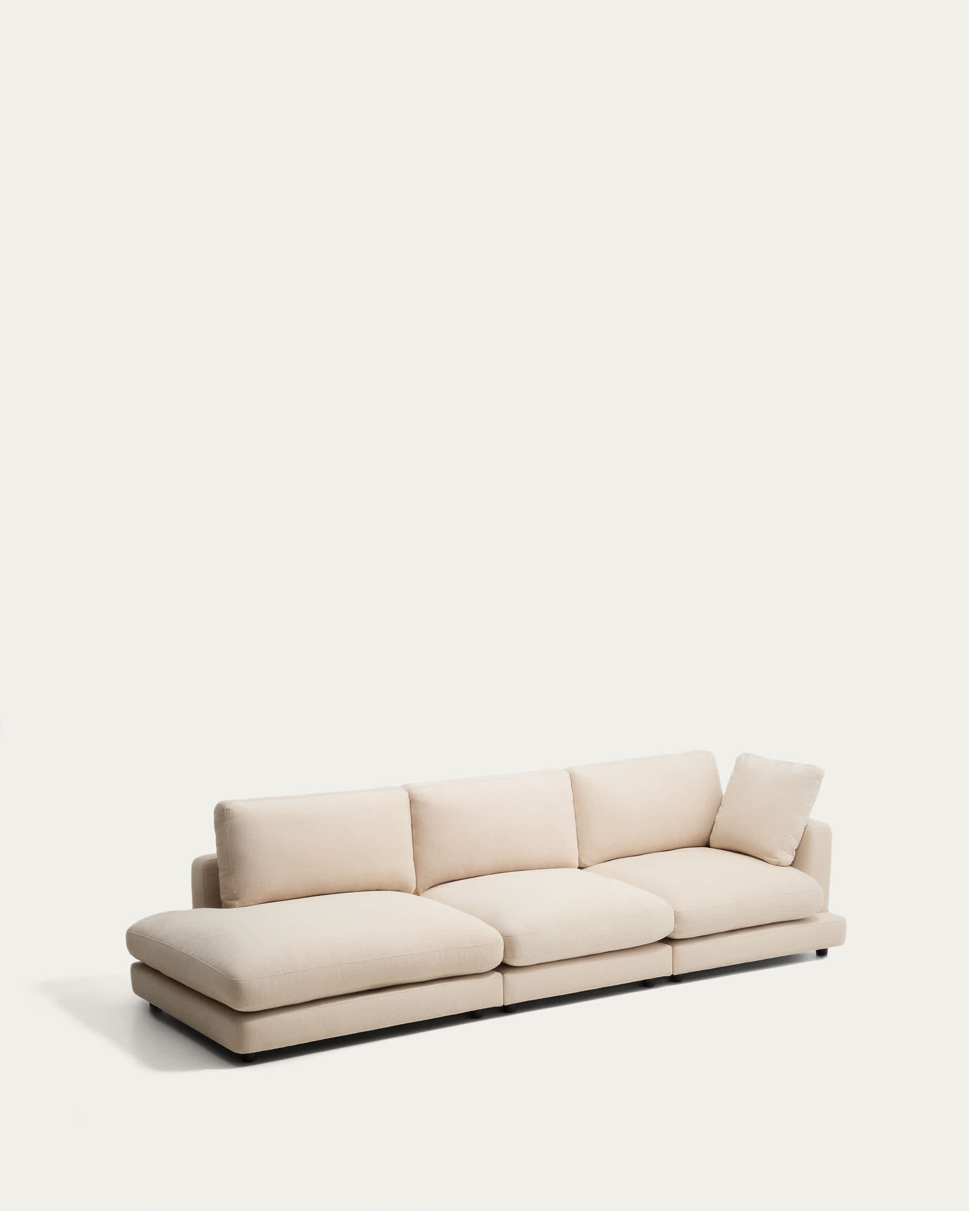 Gala 4-seater modular sofa with left end module in beige chenille FSC Mix Credit 315cm
