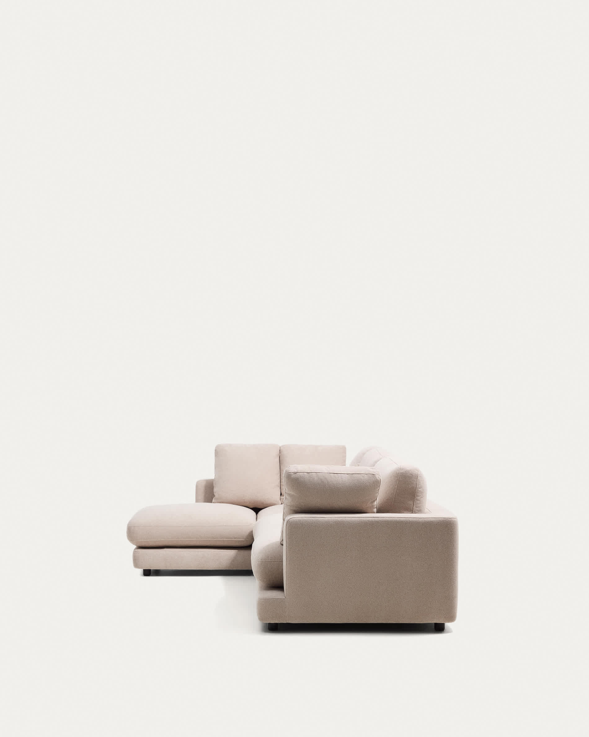 Gala beige 4-seater sofa in micro bouclé with left chaise longue FSC Mix Credit 300cm