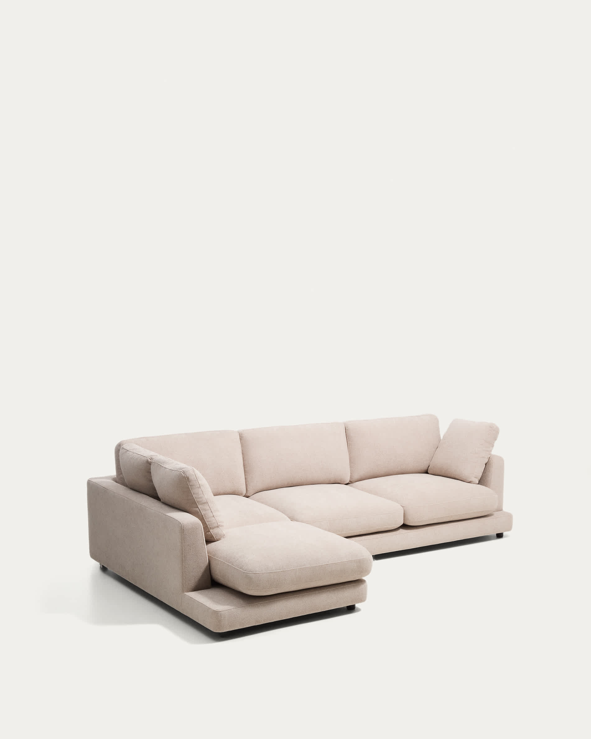 Gala beige 4-seater sofa in micro bouclé with left chaise longue FSC Mix Credit 300cm