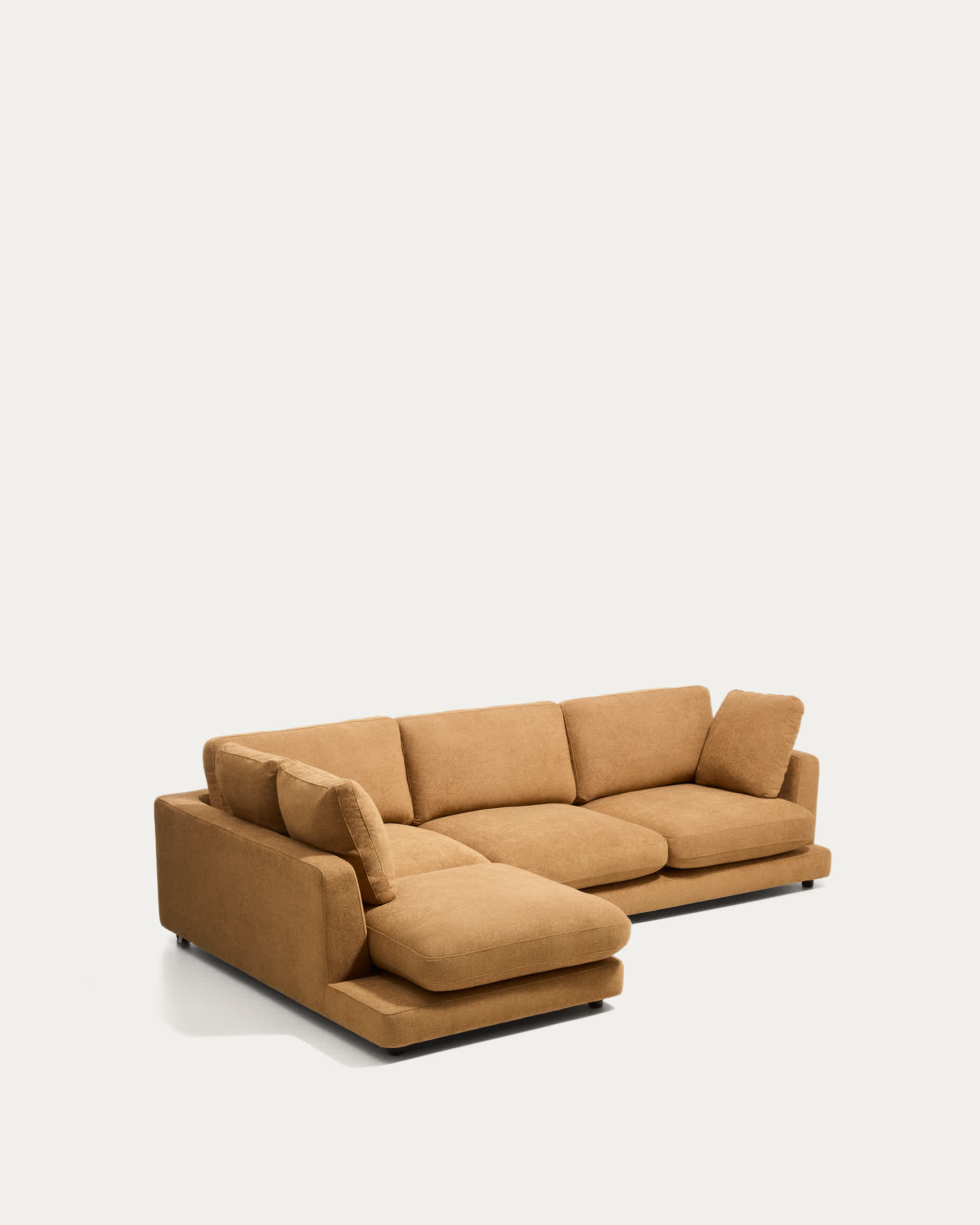 Gala mustard 4-seater sofa in micro bouclé with left chaise longue FSC Mix Credit 300cm