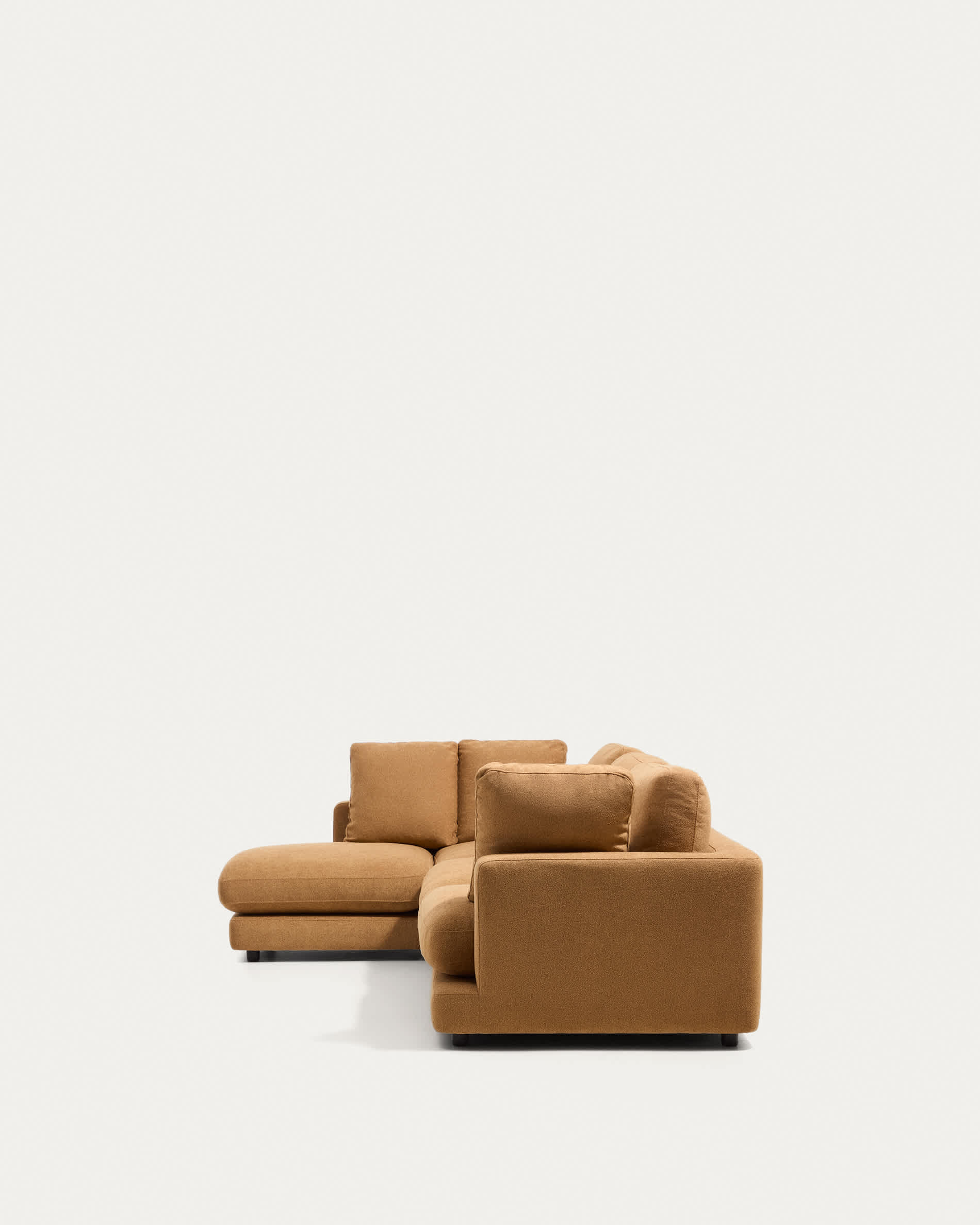 Gala mustard 4-seater sofa in micro bouclé with left chaise longue FSC Mix Credit 300cm