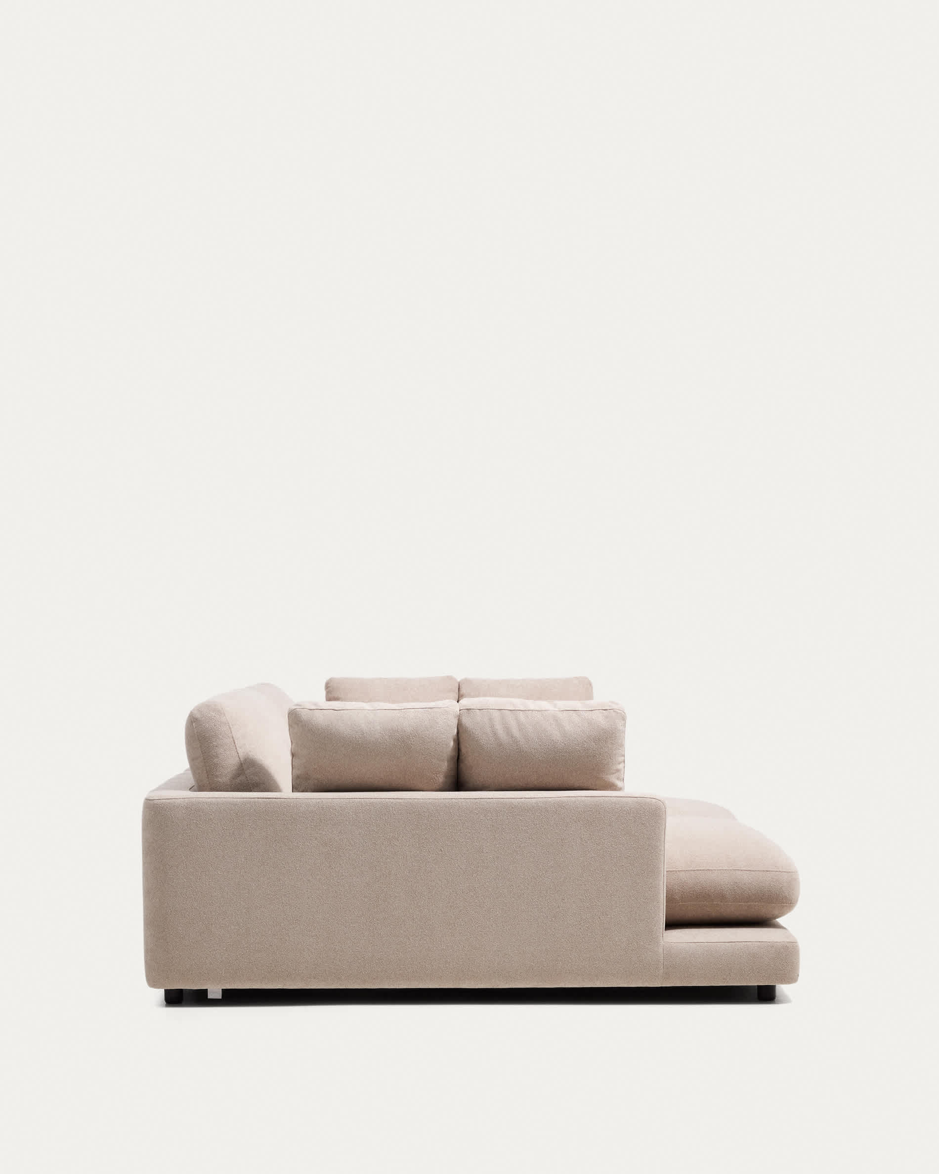 Gala beige micro bouclé 3-seater sofa with double chaise longue FSC Mix Credit 210cm