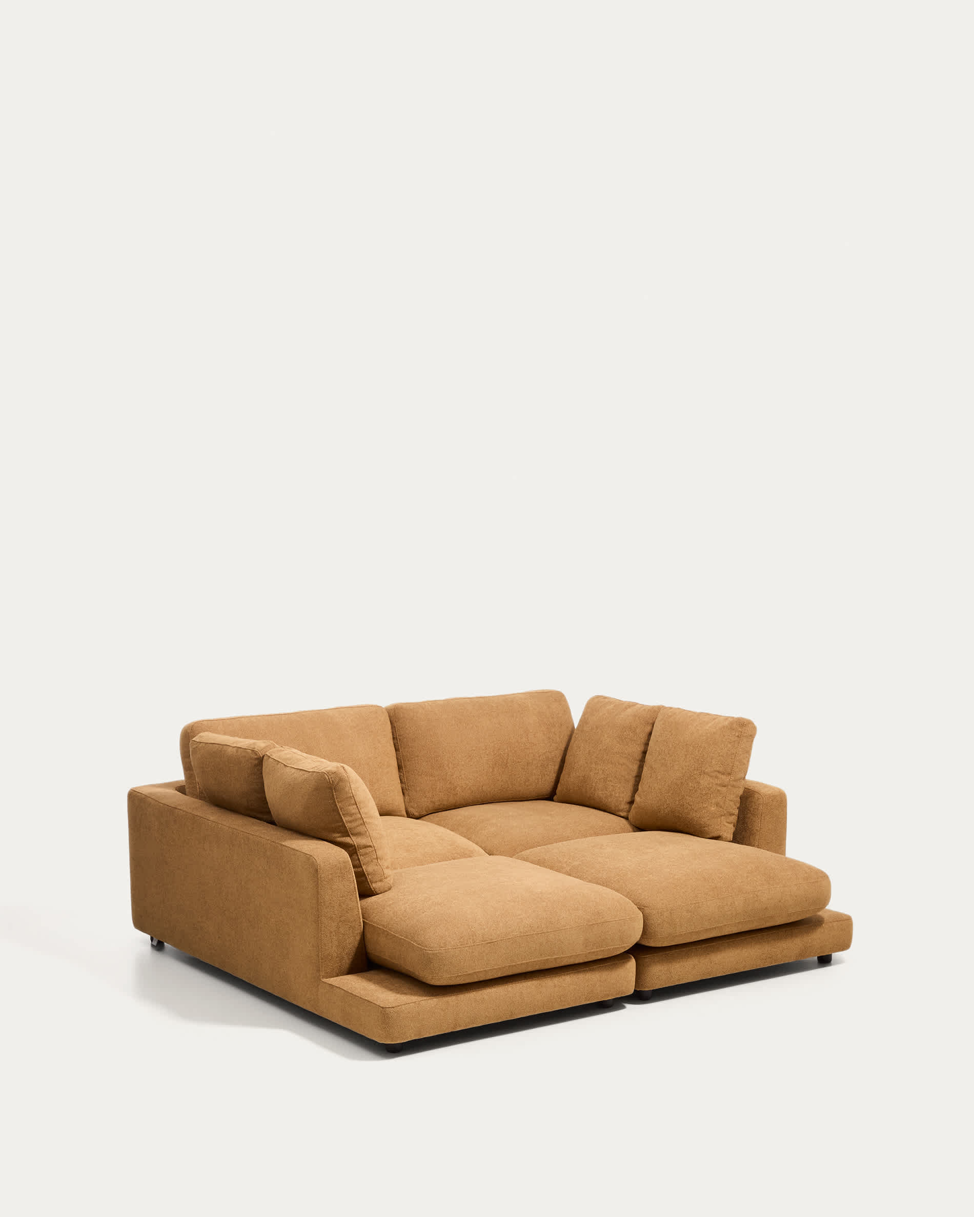 Gala mustard micro bouclé 3-seater sofa with double chaise longue FSC Mix Credit 210cm