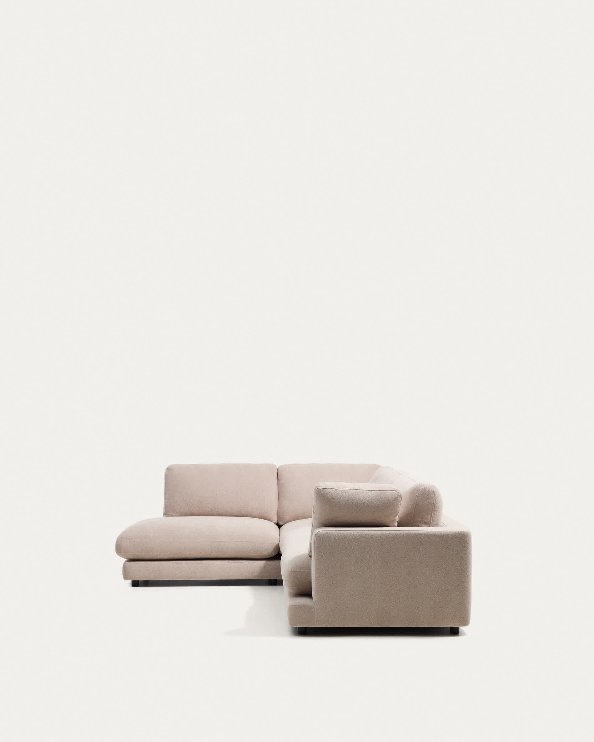 Gala 5-seater corner sofa with end module left side in beige micro bouclé FSC Mix Credit 225 x 300cm