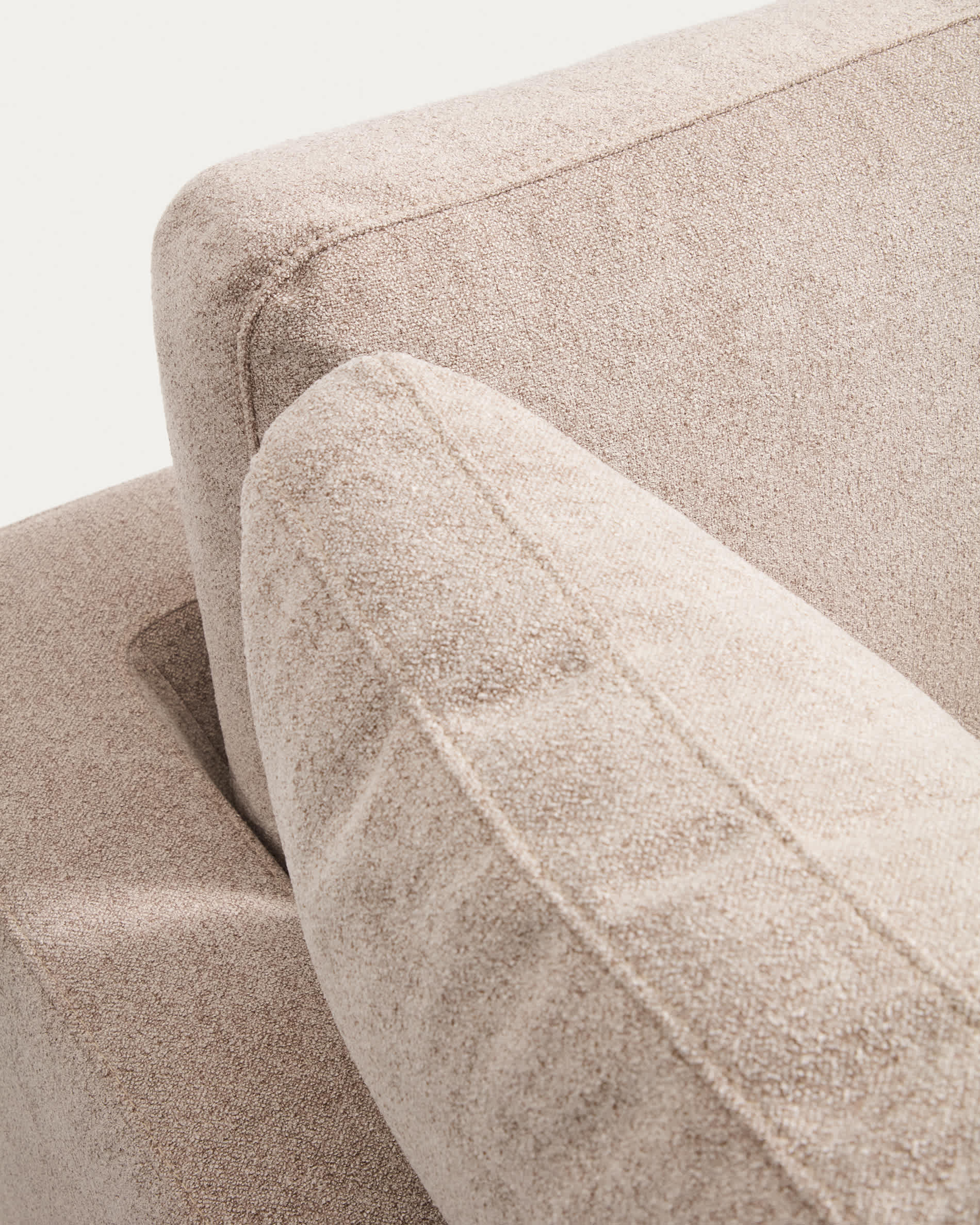 Gala beige 4-seater sofa in micro bouclé with left chaise longue FSC Mix Credit 300cm