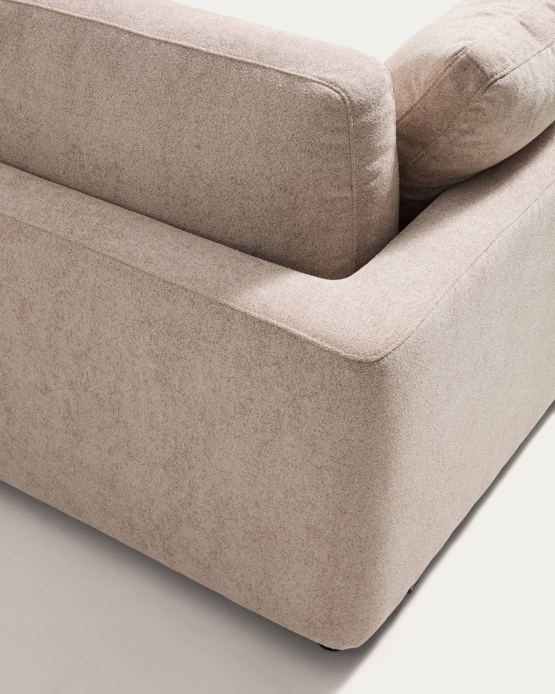 Gala beige 4-seater sofa in micro bouclé with left chaise longue FSC Mix Credit 300cm