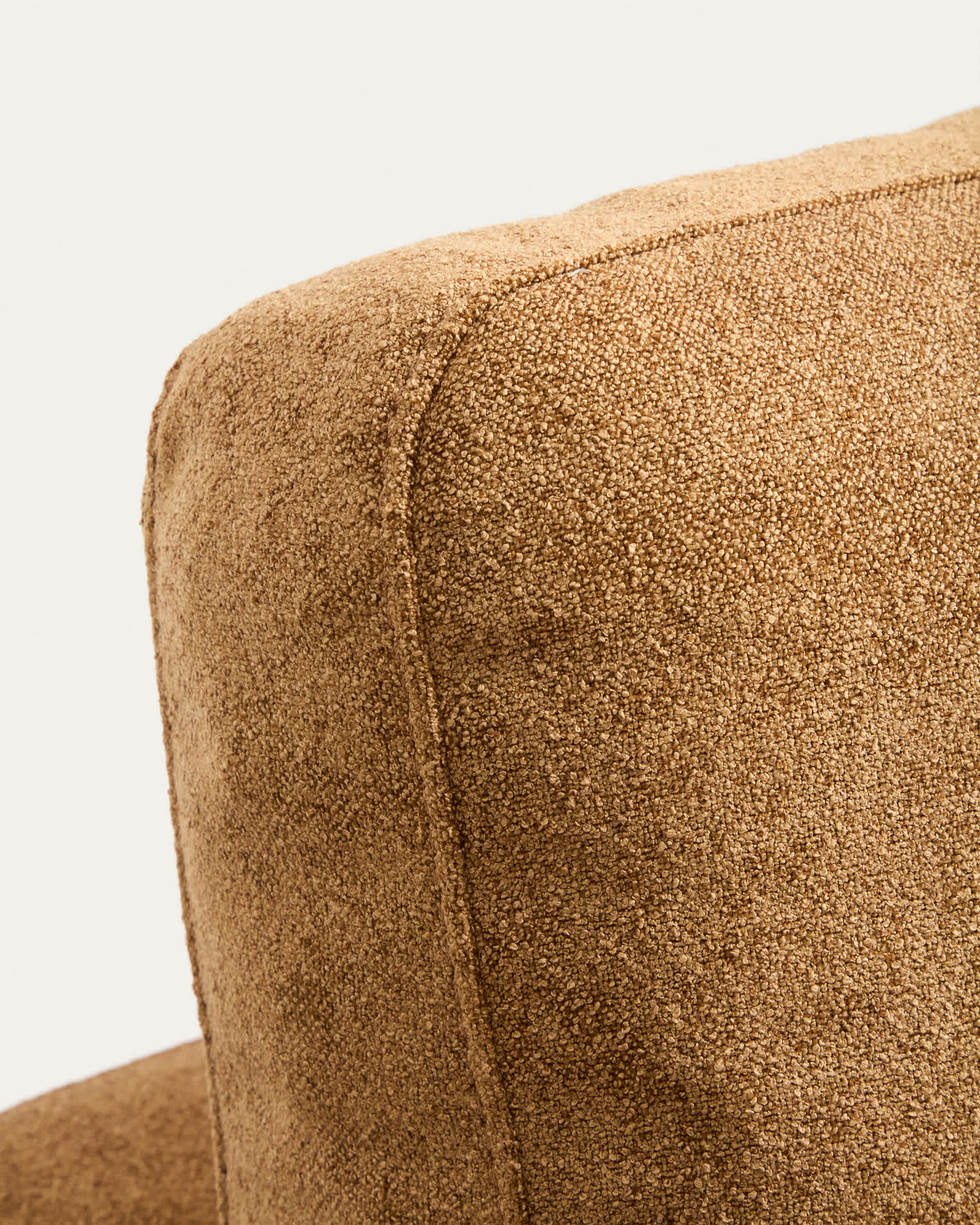 Gala 5-seater corner sofa with end module left side in mustard micro bouclé FSC Mix Credit 225 x 300cm